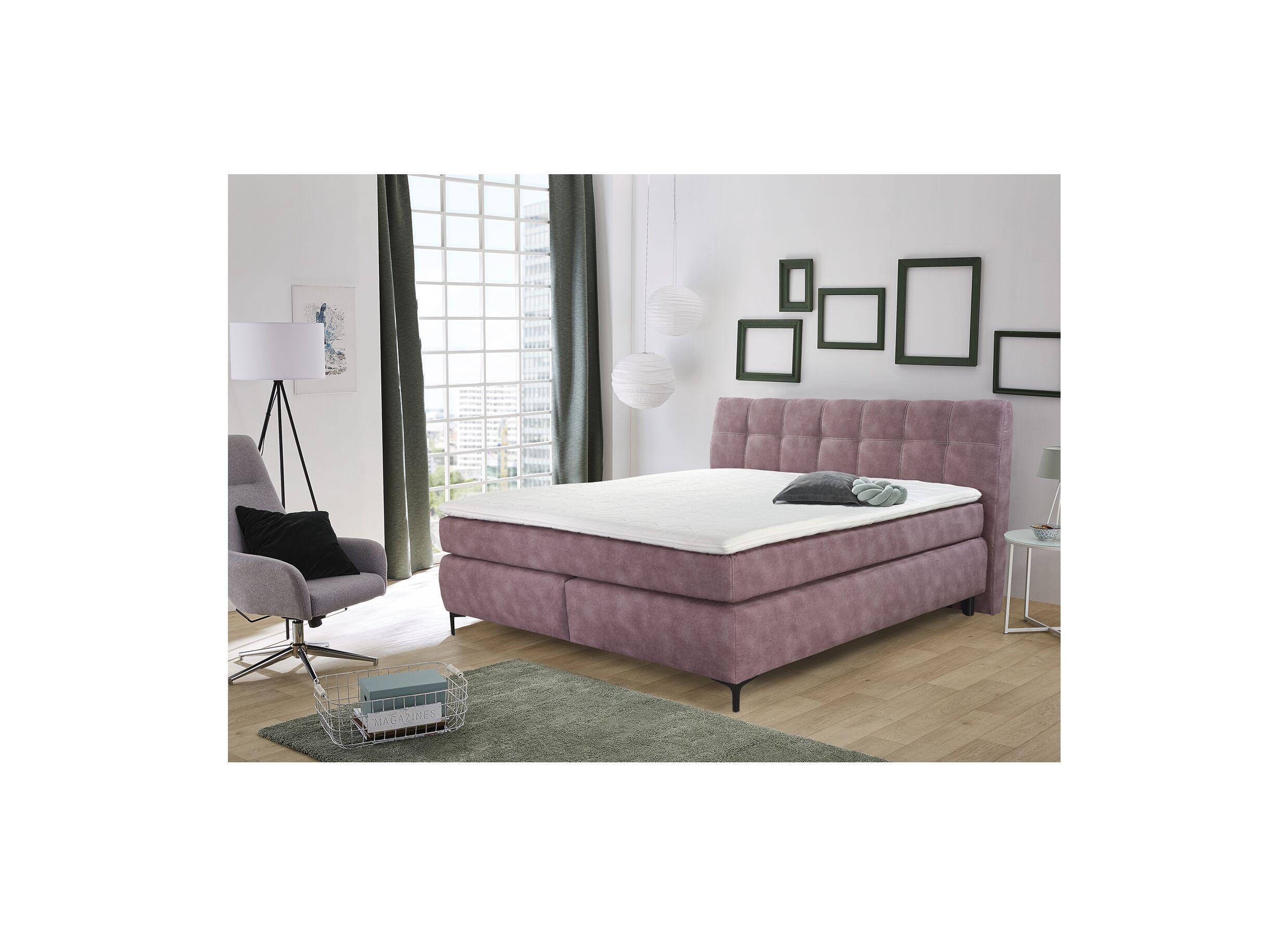Sfeerfoto - Boxspring Gitta 180x200cm - stof - roze