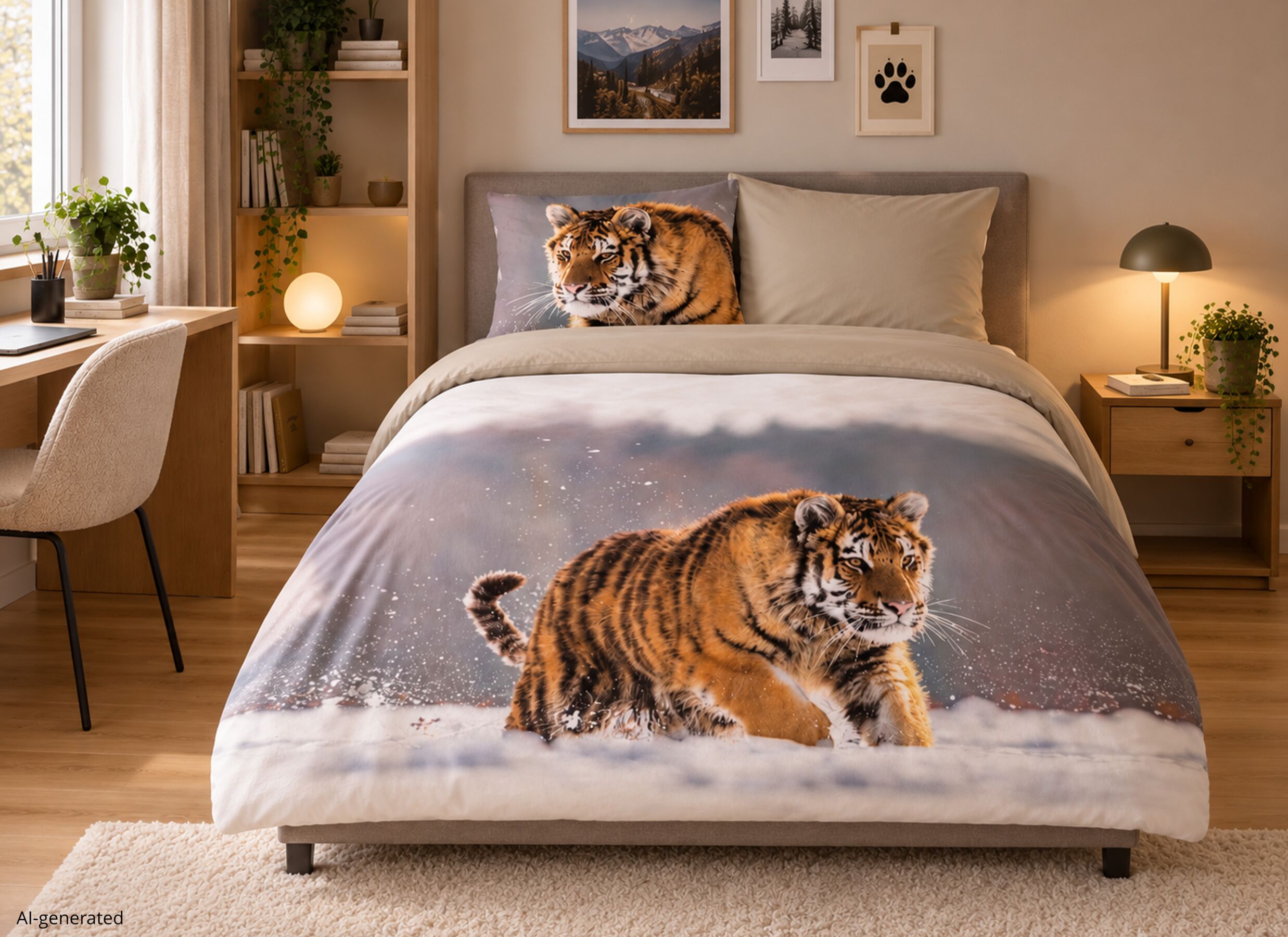 AI Generated - Housse de couette Siberian 240x220cm - flanelle - sable