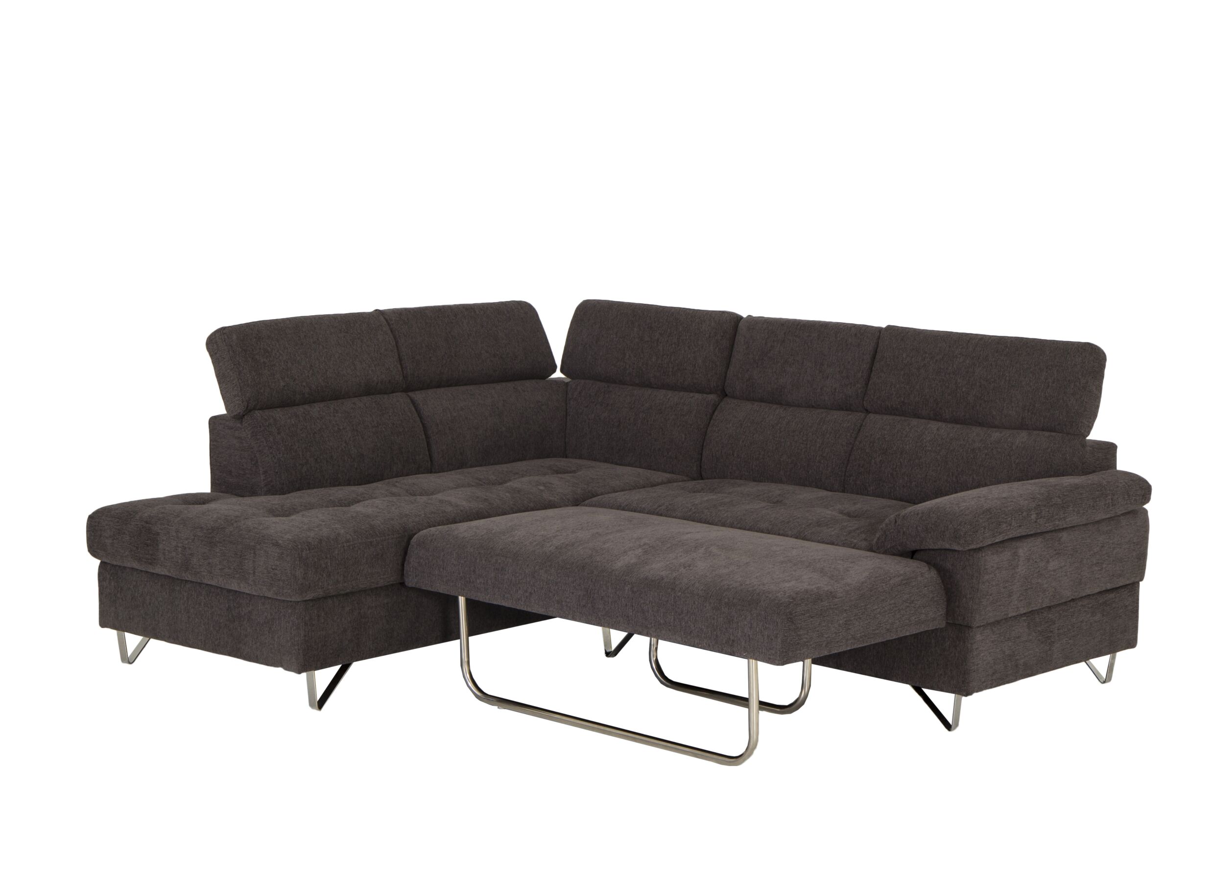 Hoeksalon Sirocco 230x200cm - stof - donkergrijs met bedfunctie