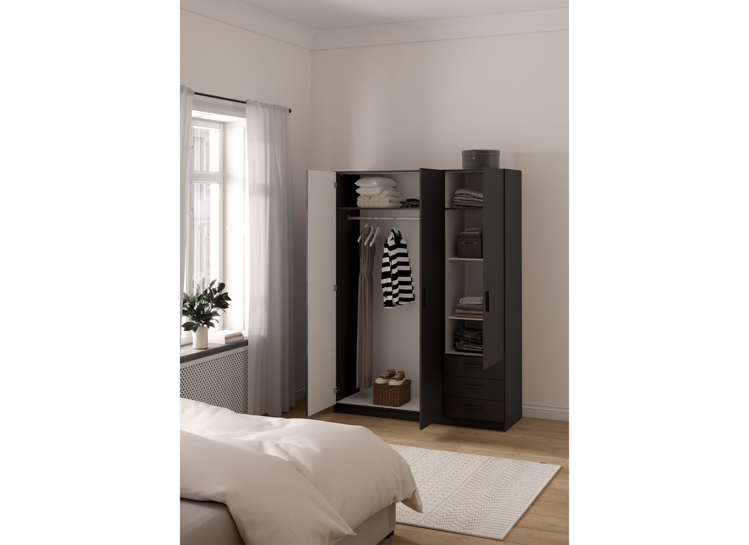 Foto ambiance - Garde-robe Sprint 147cm - décor - gris mat