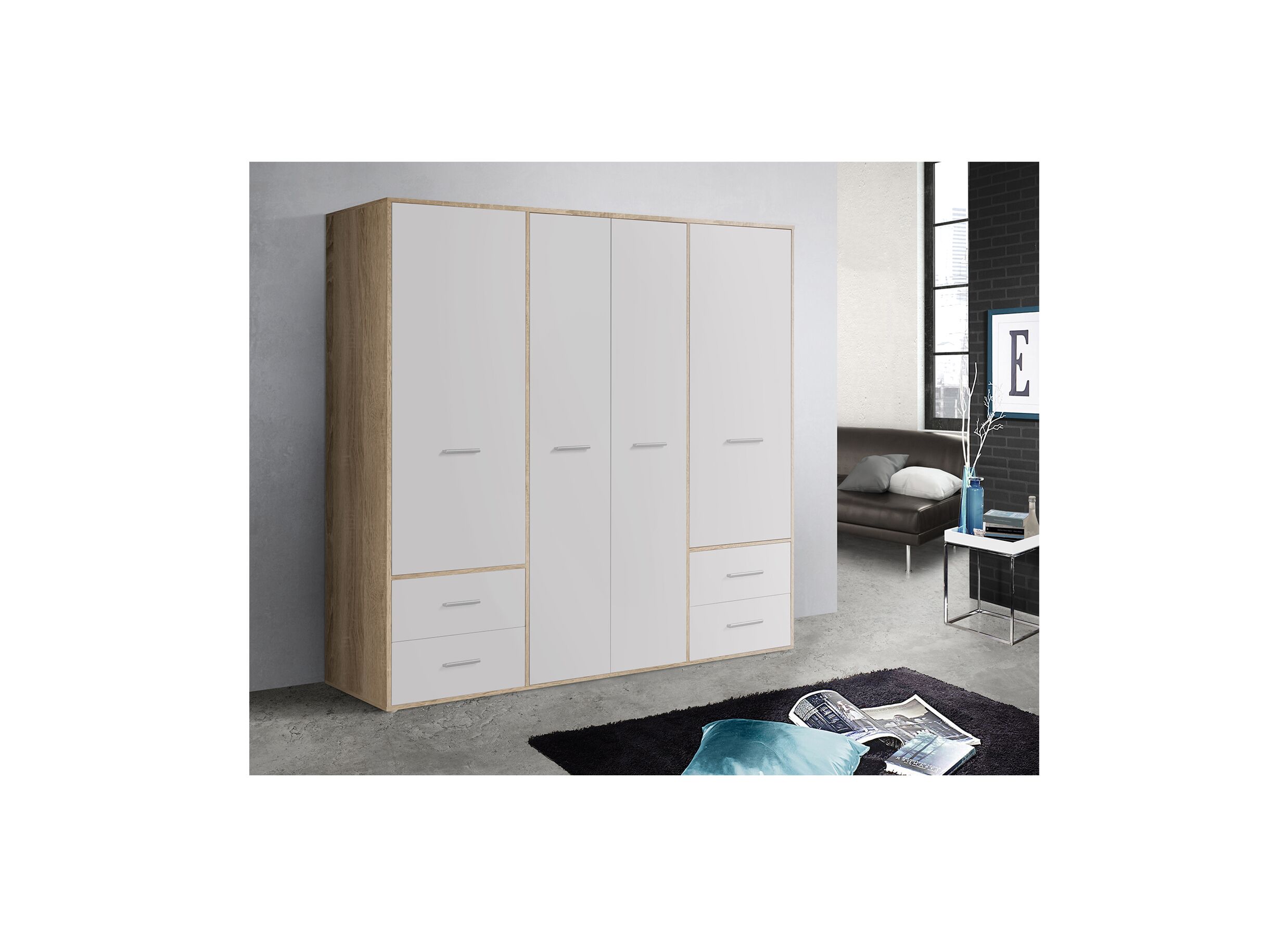 Kleerkast Mokkaro 206cm - decor- wit/sonoma eik