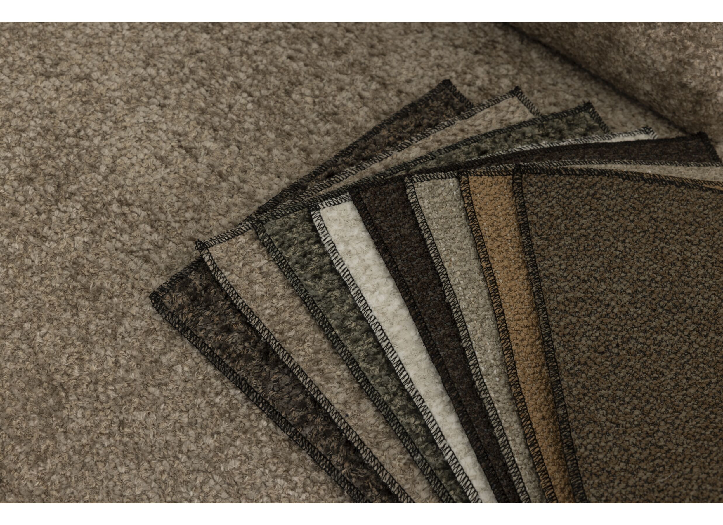 Couleurs - Canapé d'angle Valverde 280x223cm - bouclé - taupe