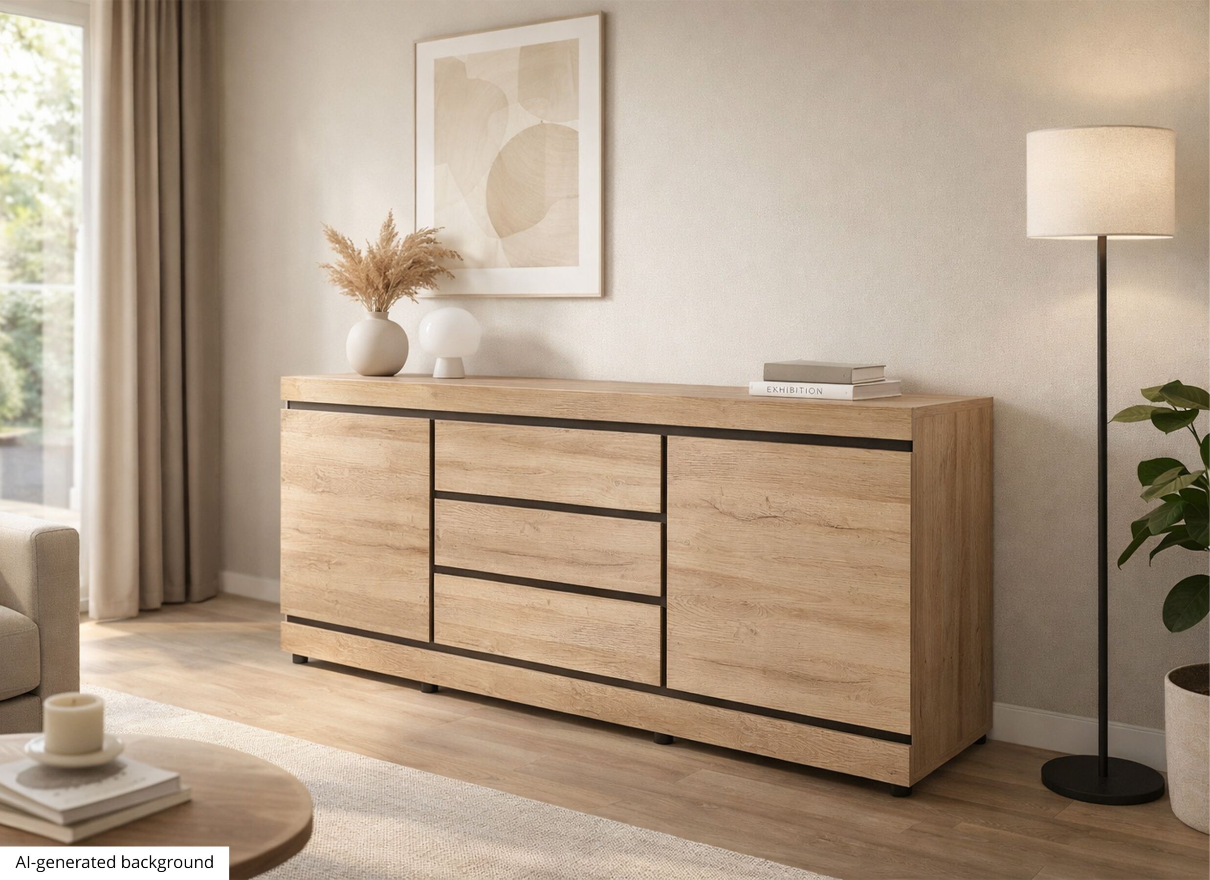 AI Generated - Dressoir Marnix 189cm - decor - bruin