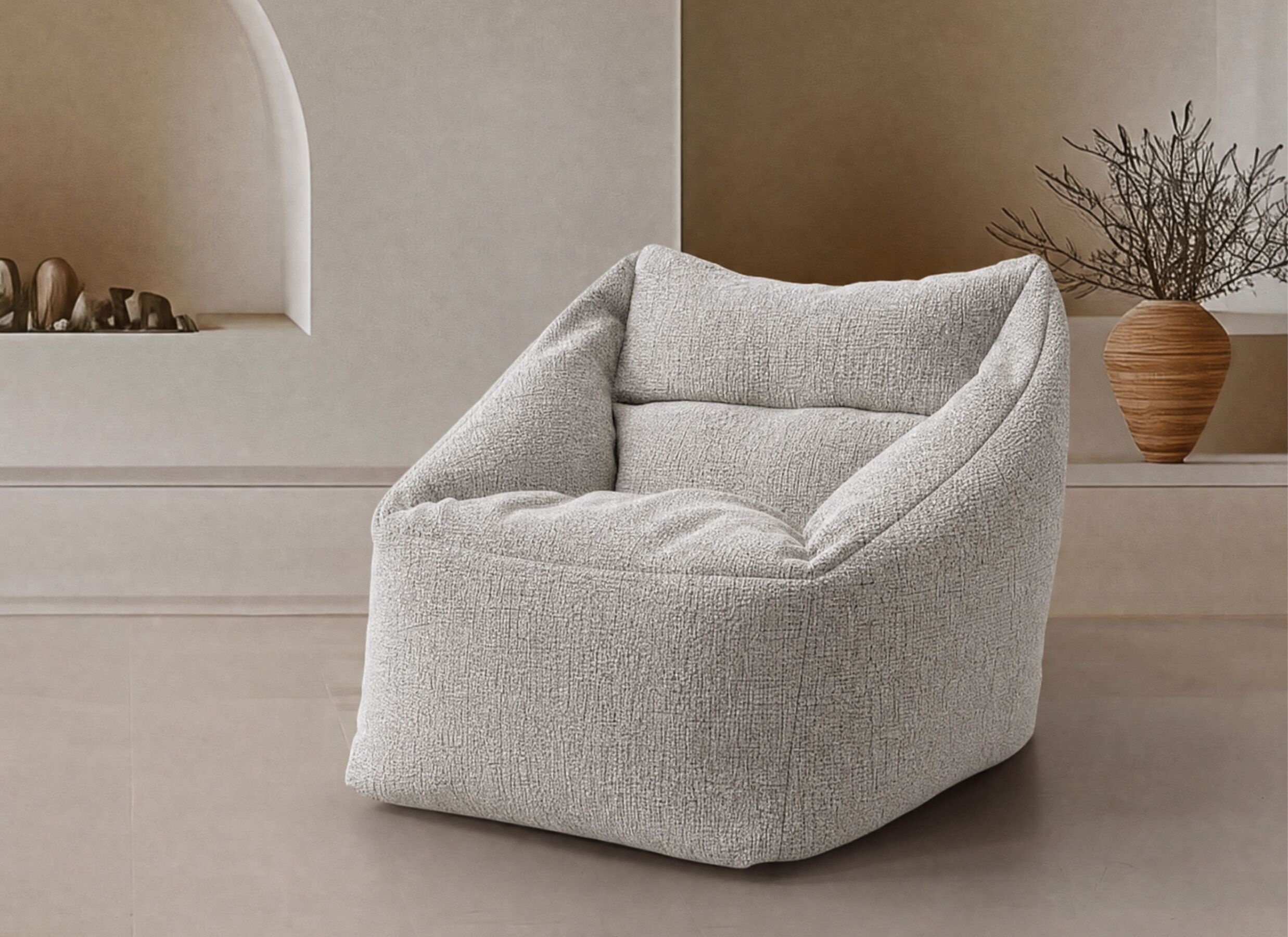 Sfeerfoto - Zitzak Noodle 94x82x67cm - stof - beige