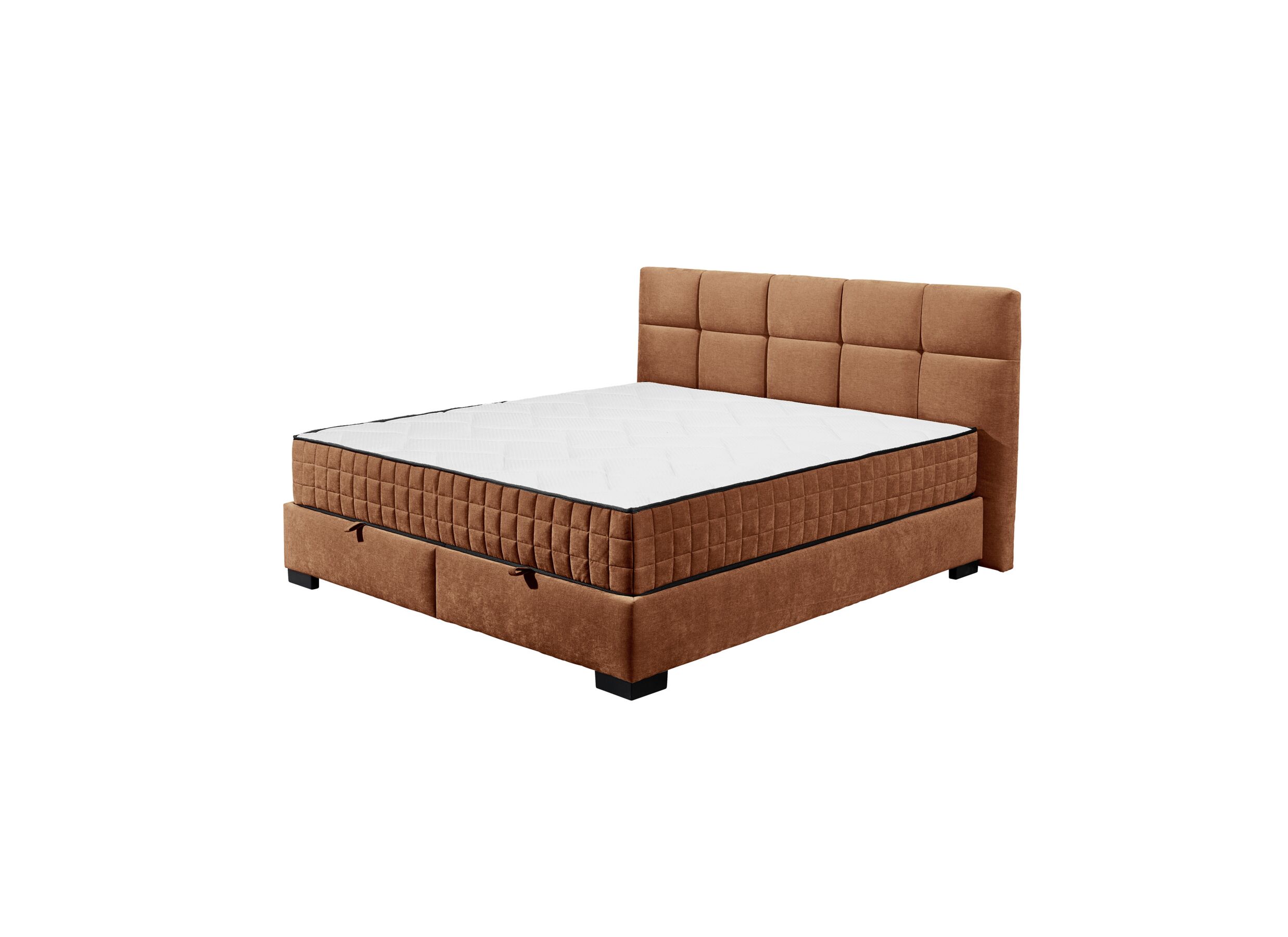 Bedbox Nagol A 160x200cm met opbergruimte stof cognac - Lit box Nagol A 160x200cm avec rangement tissu cognac