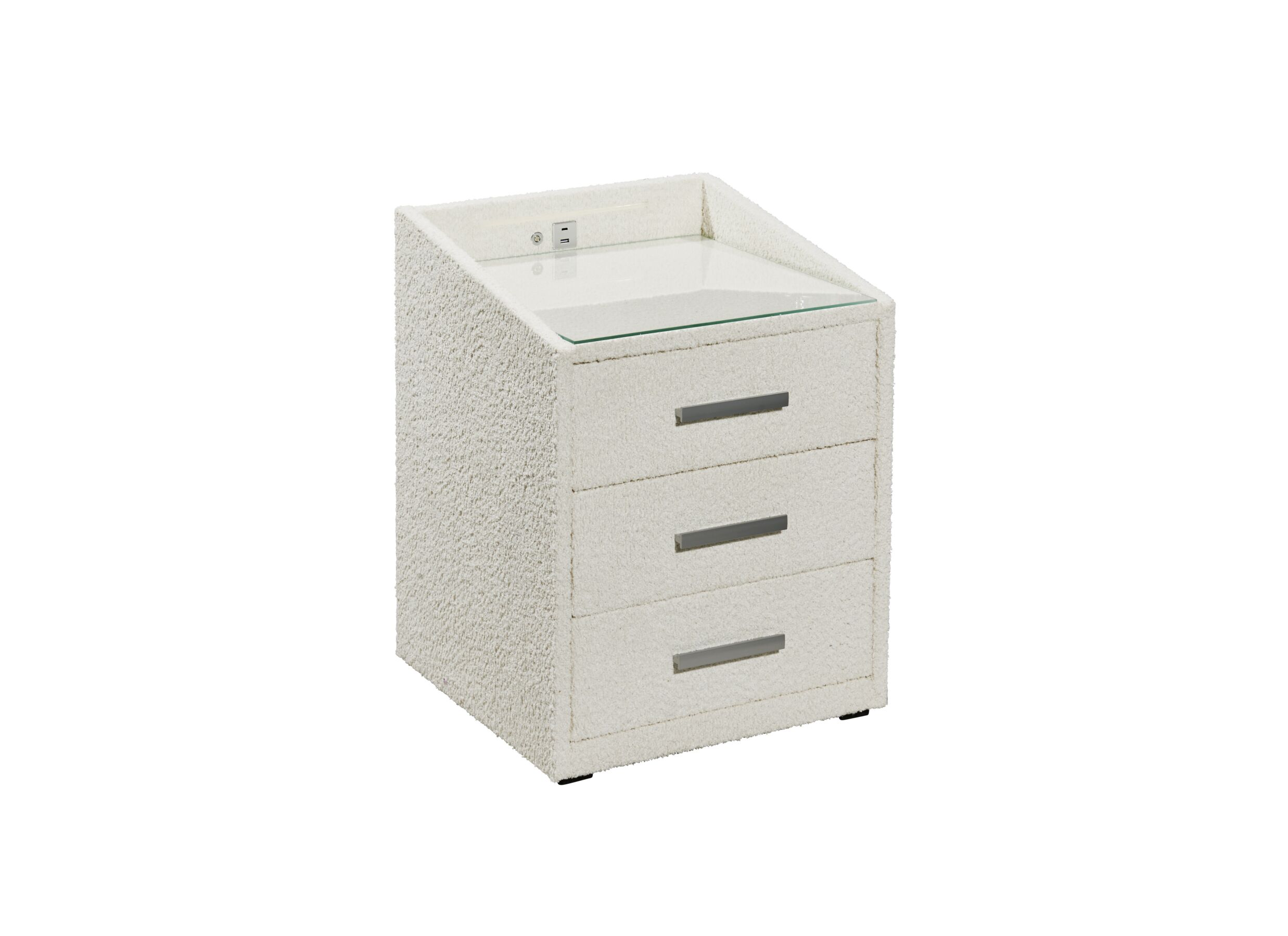 Nachtkastje Moon 48x47x62cm - stof - crème - Table de chevet Moon 48x47x62cm - tissu - crème