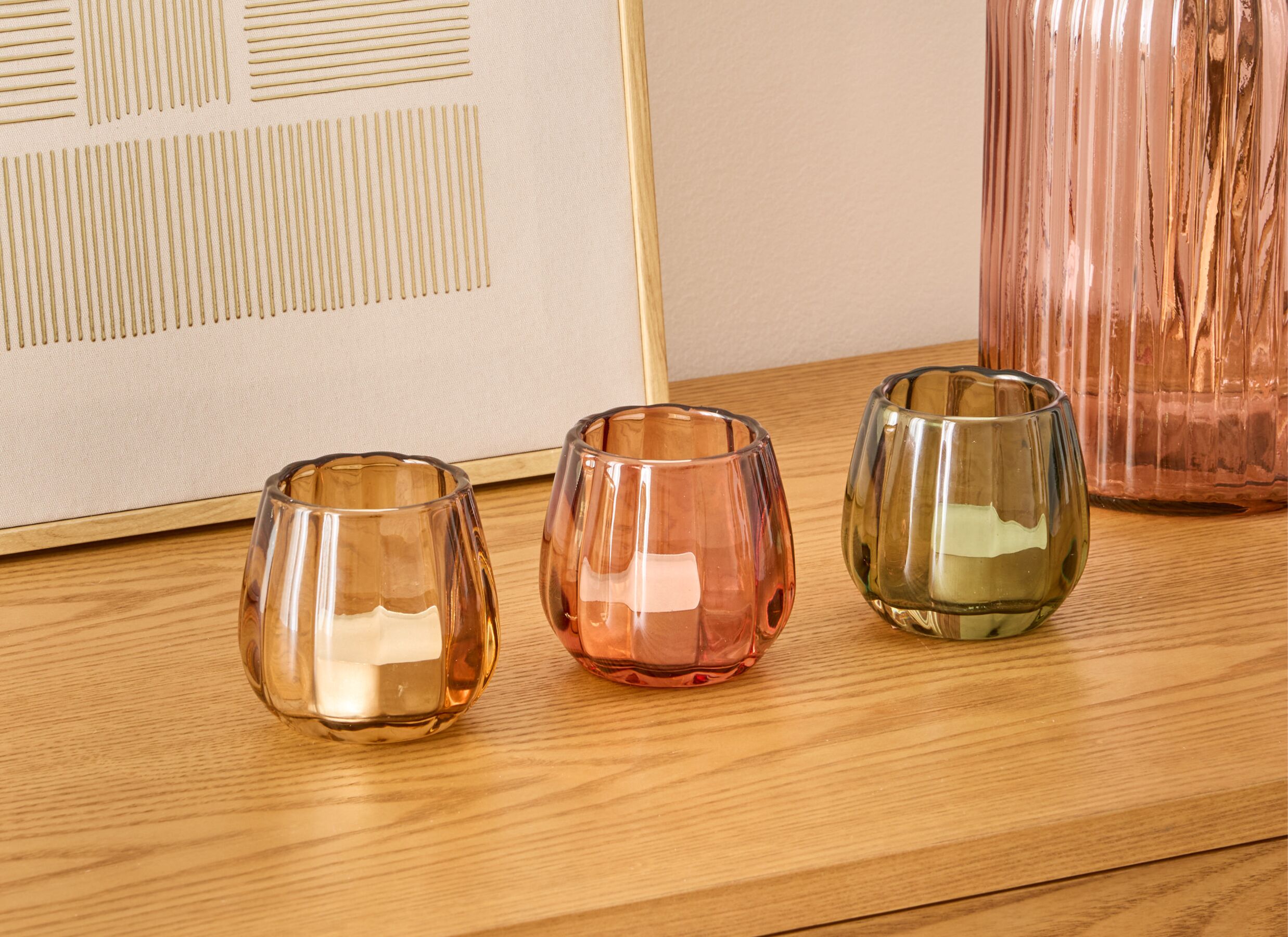 Sfeerfoto - Theelichthouder Belia H7,5cm - glas - multicolor