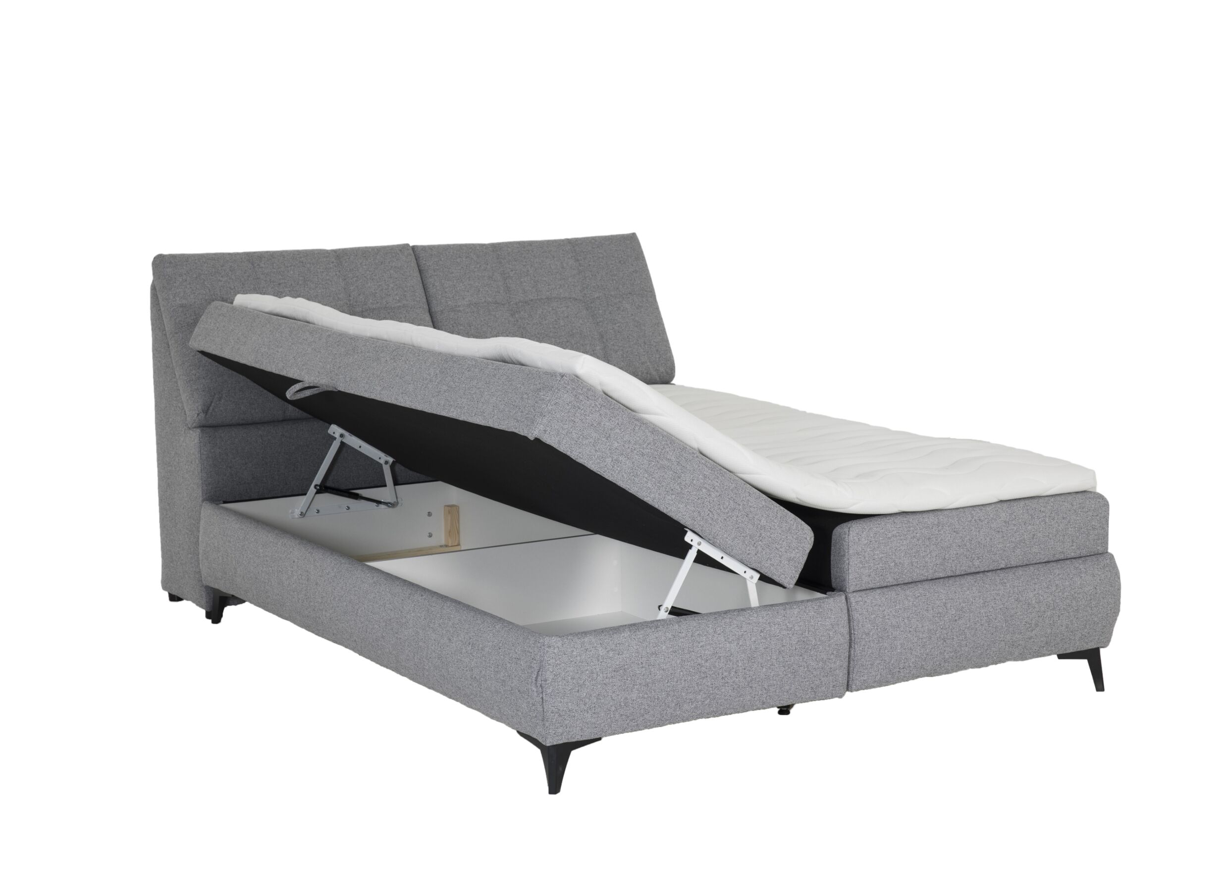 Lit box Atlantis 180x200cm avec rangement tissu gris
