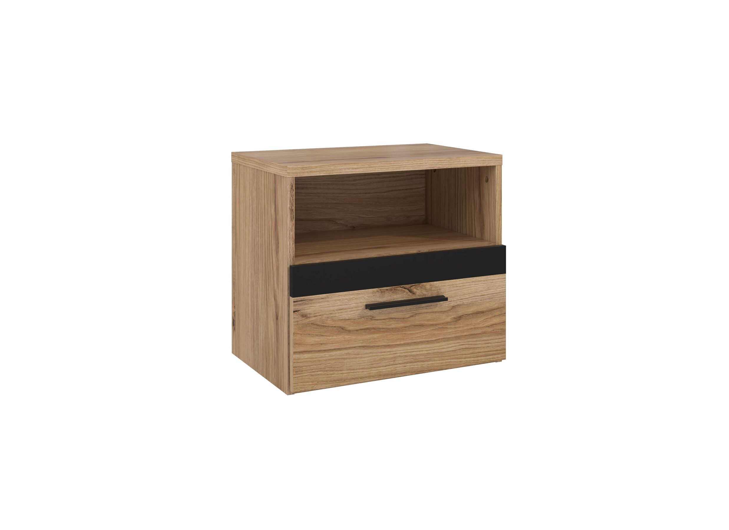 Table de chevet Dalate 50 - Table de chevet Dalate 50,2x33,8x45,2cm - panneau décor - chêne châtaignier/noir mat