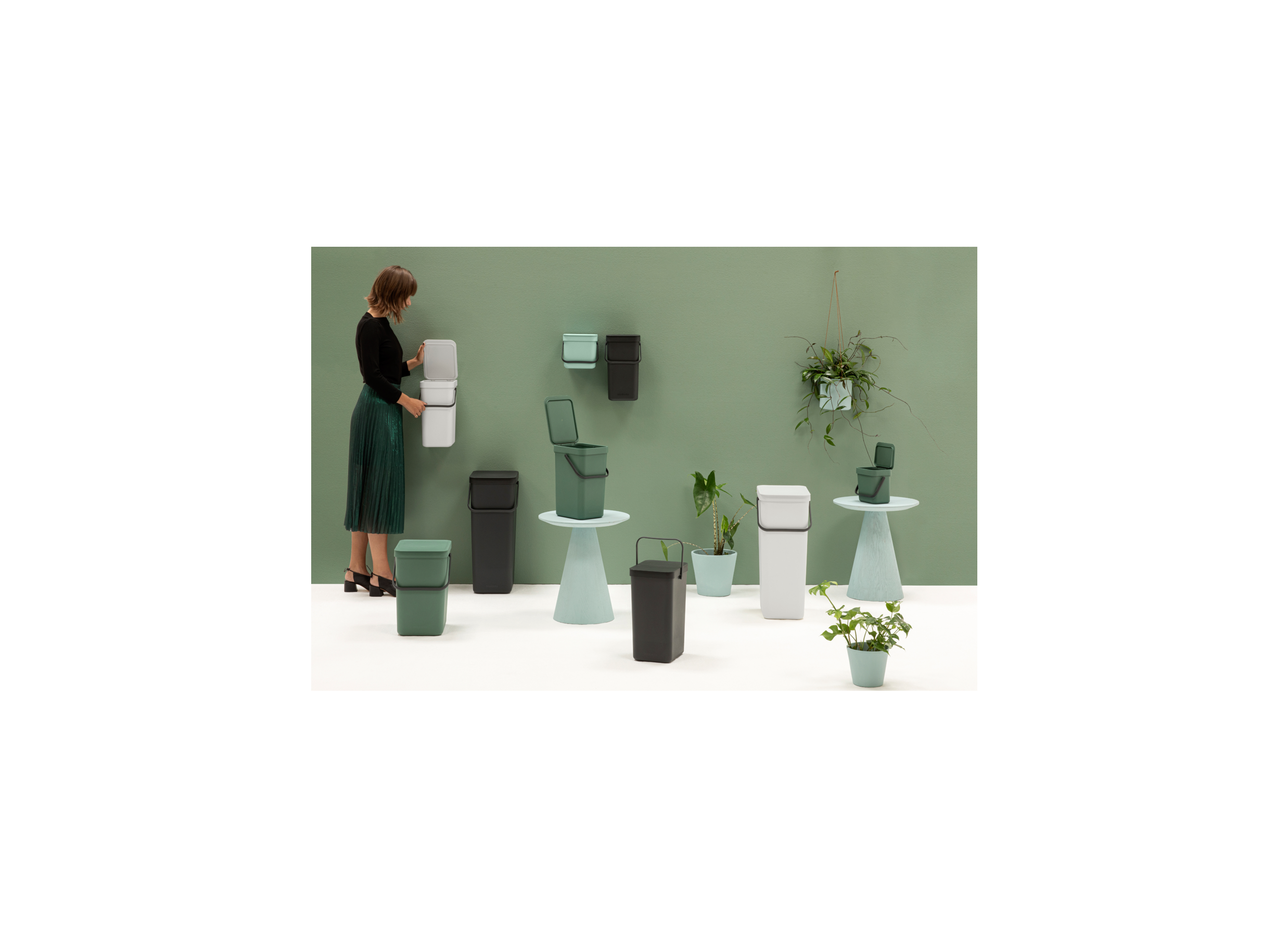 Photo ensemble - Poubelle Sort & Go Brabantia 3L - jade green