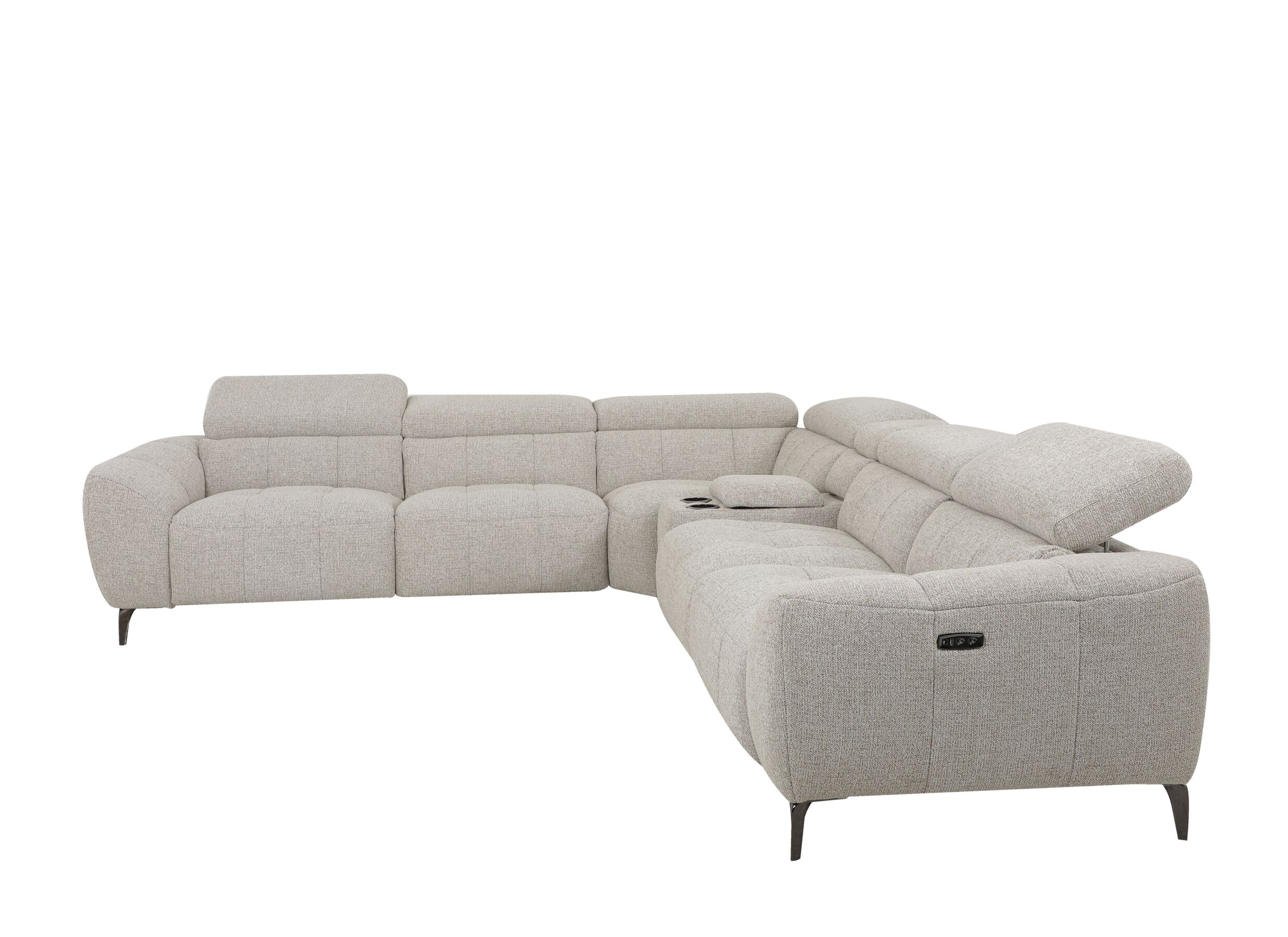 Aperçu - Canapé d'angle Talk 295x327cm - tissu - mink avec relax