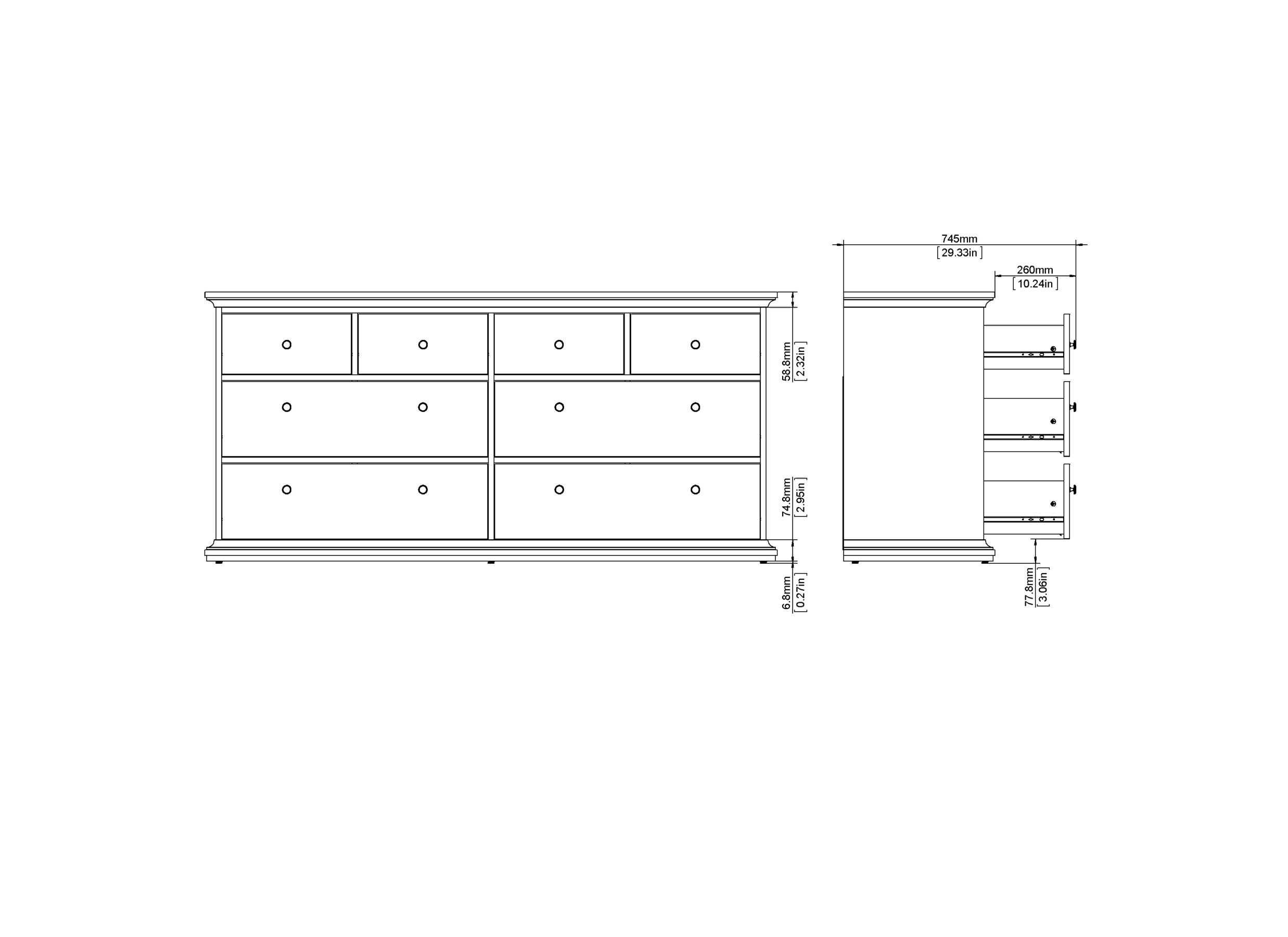Ladekast Paris 183x49x87cm - decor - wit