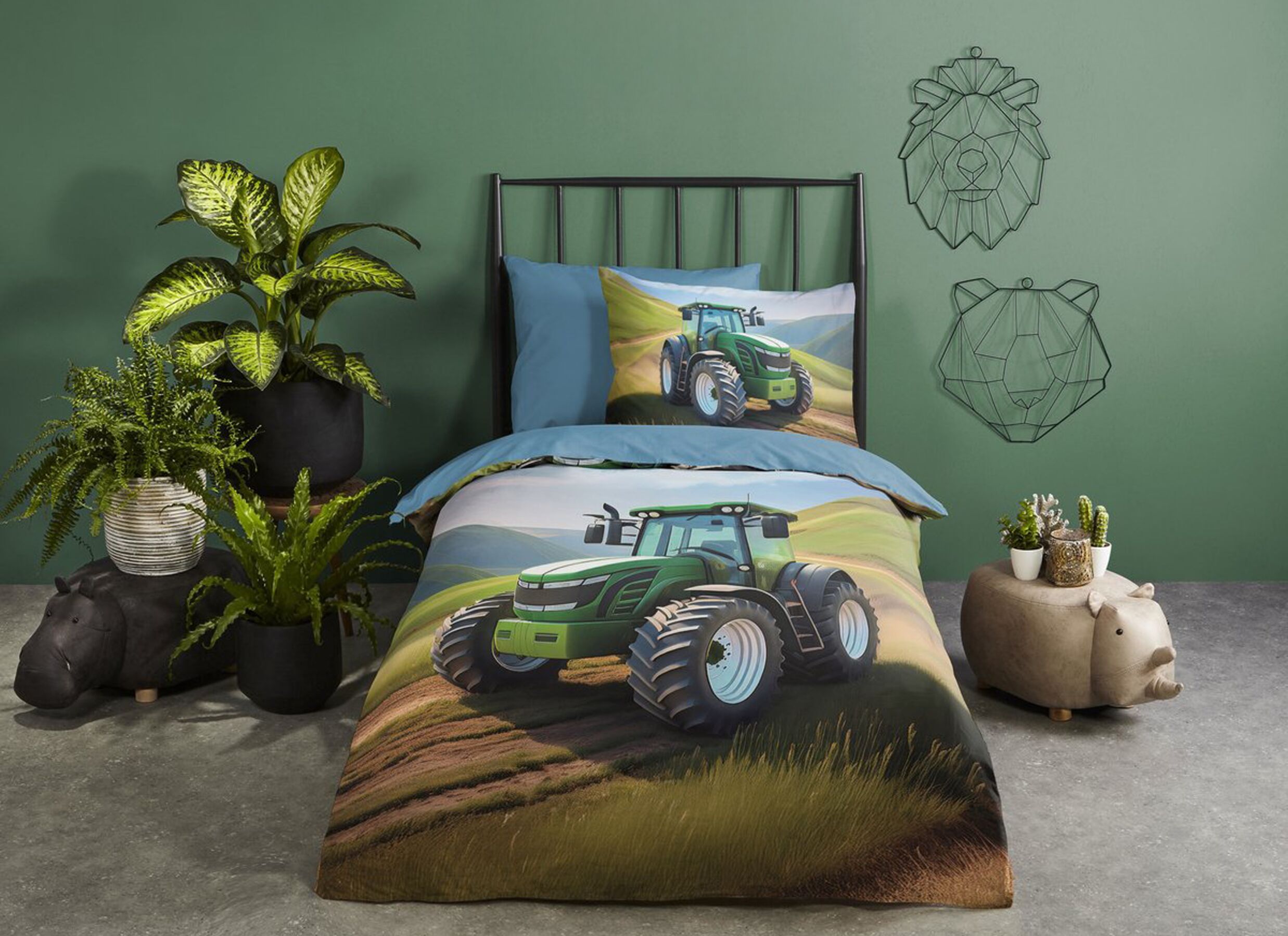 Foto ambiance - Housse de couette Aart 140x220cm - katoen - groen