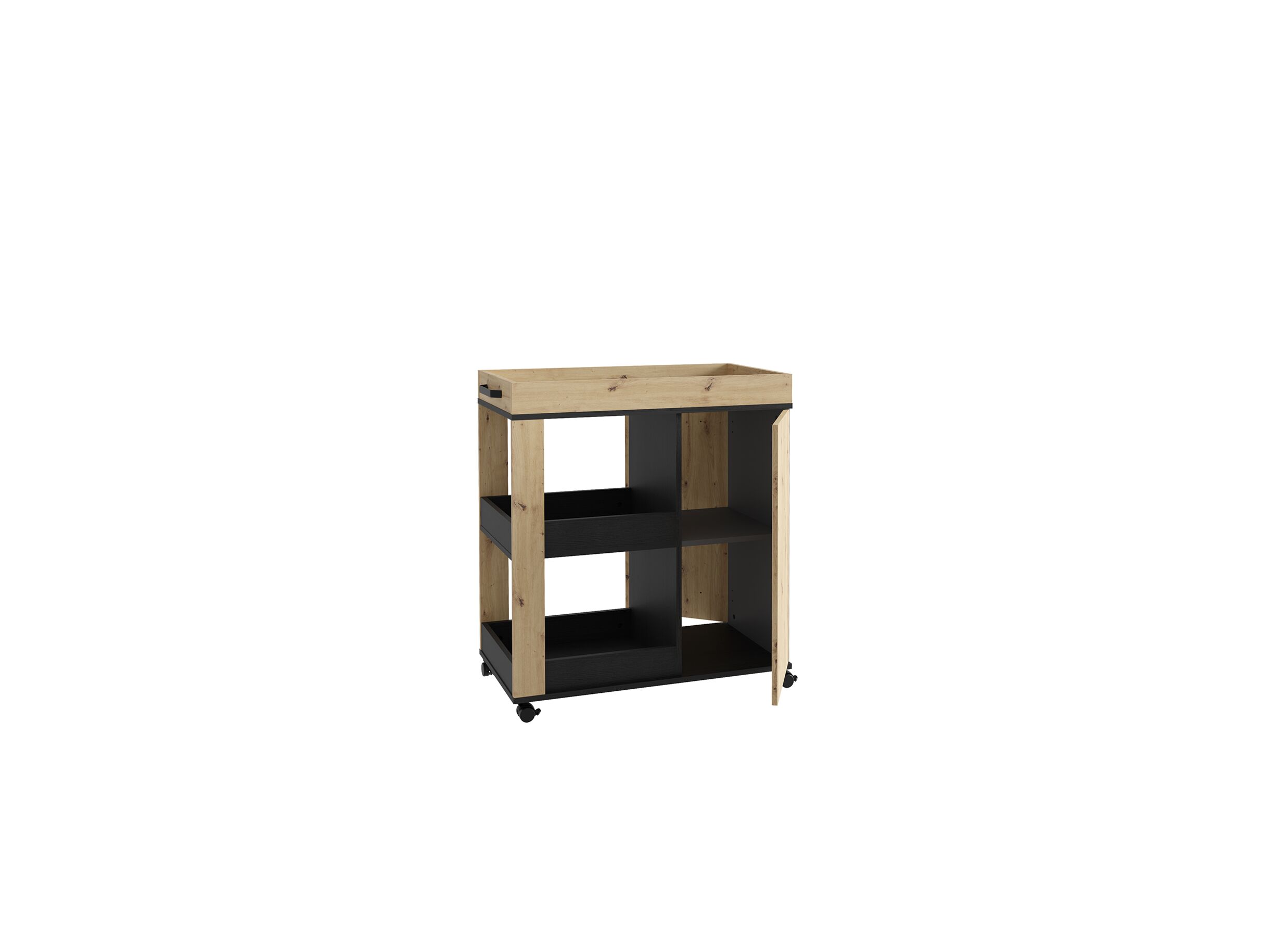 Serveerwagen 78cm - decor - artisanale eik