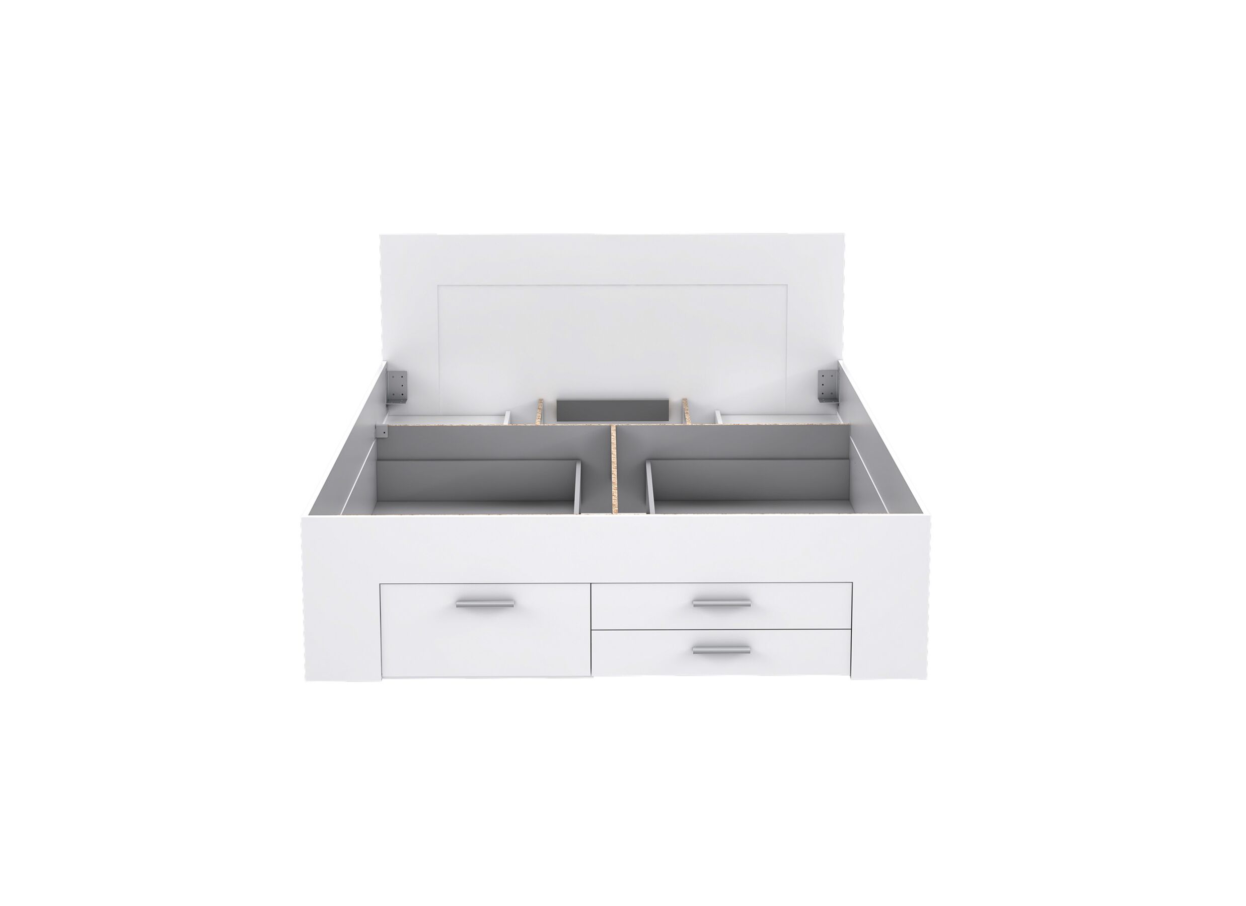 Aperçu - Lit Udine 160x200cm avec rangement - panneau décor - blanc