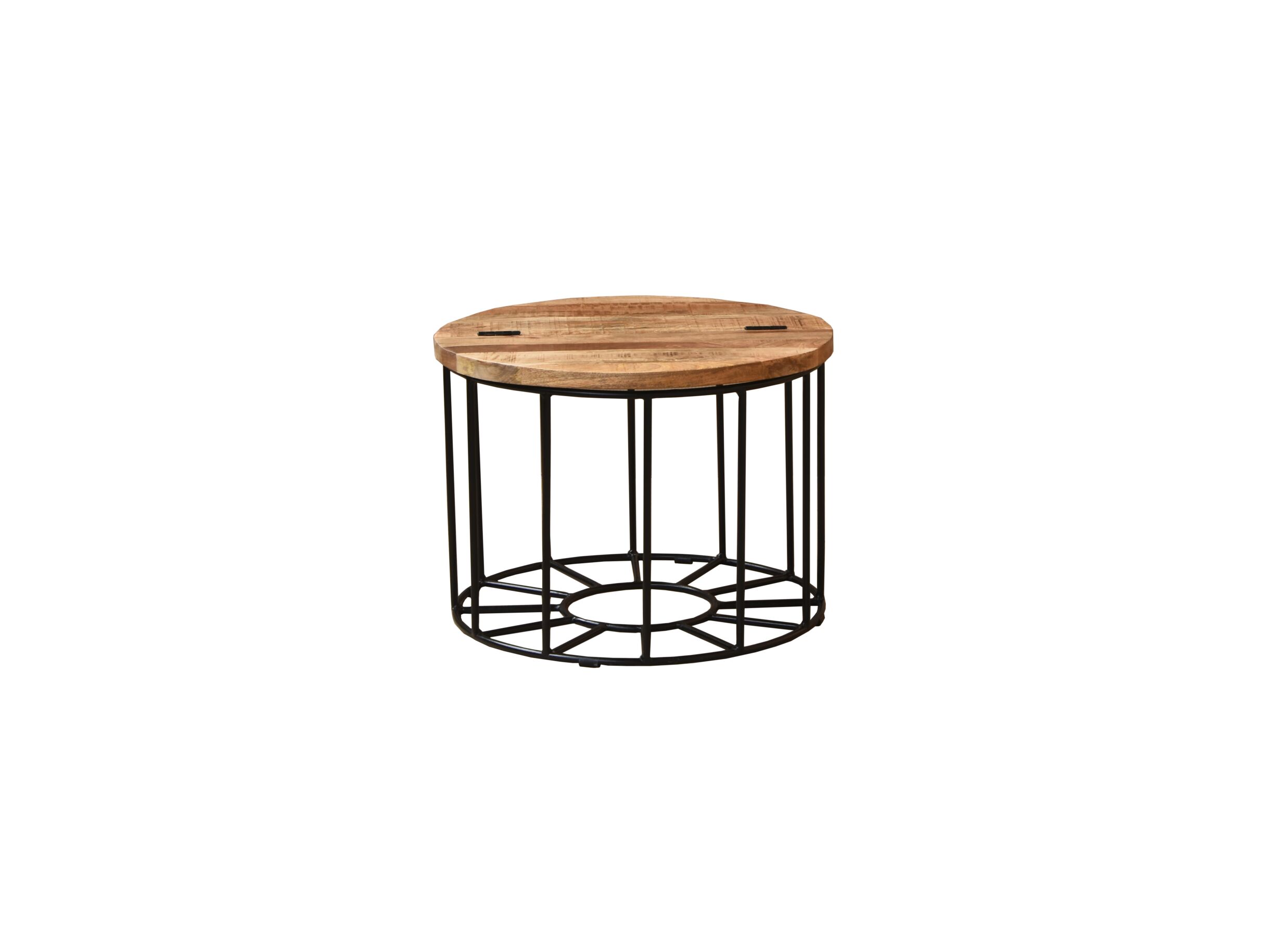 Salontafel Harold Ø62cm - hout massief - naturel met opbergruimte