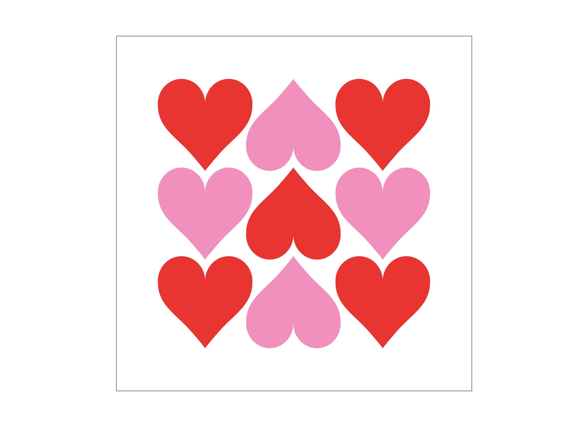 Plus Important - Serviette Hearts Graphic 33x33cm - papier - blanc/rose/rouge 20 pièces