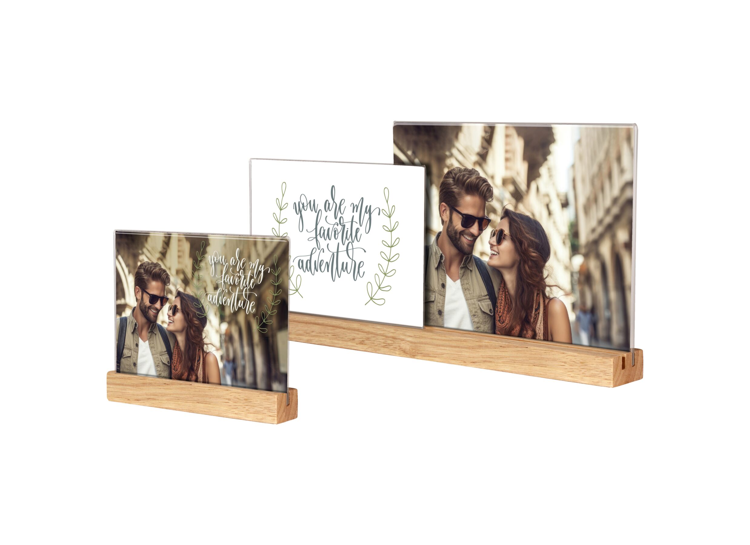 Vernazza staande fotohouder 10x15cm & 13x18cm - hout & plastiek - naturel - Vernazza porte-photos 10x15cm & 13x18cm - bois et plastique - naturel
