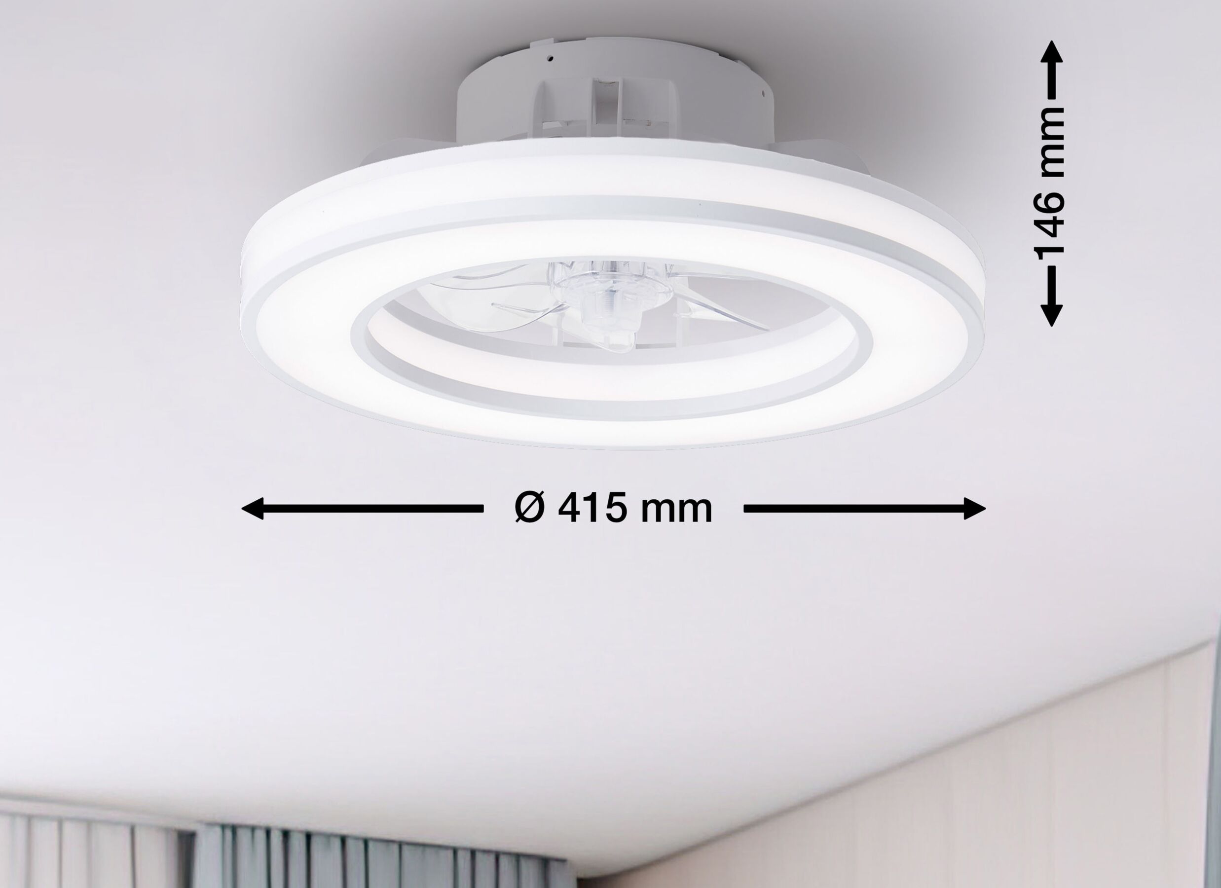 Plafondlamp Mondello met ventilator Ø41,5cm - kunststof - wit