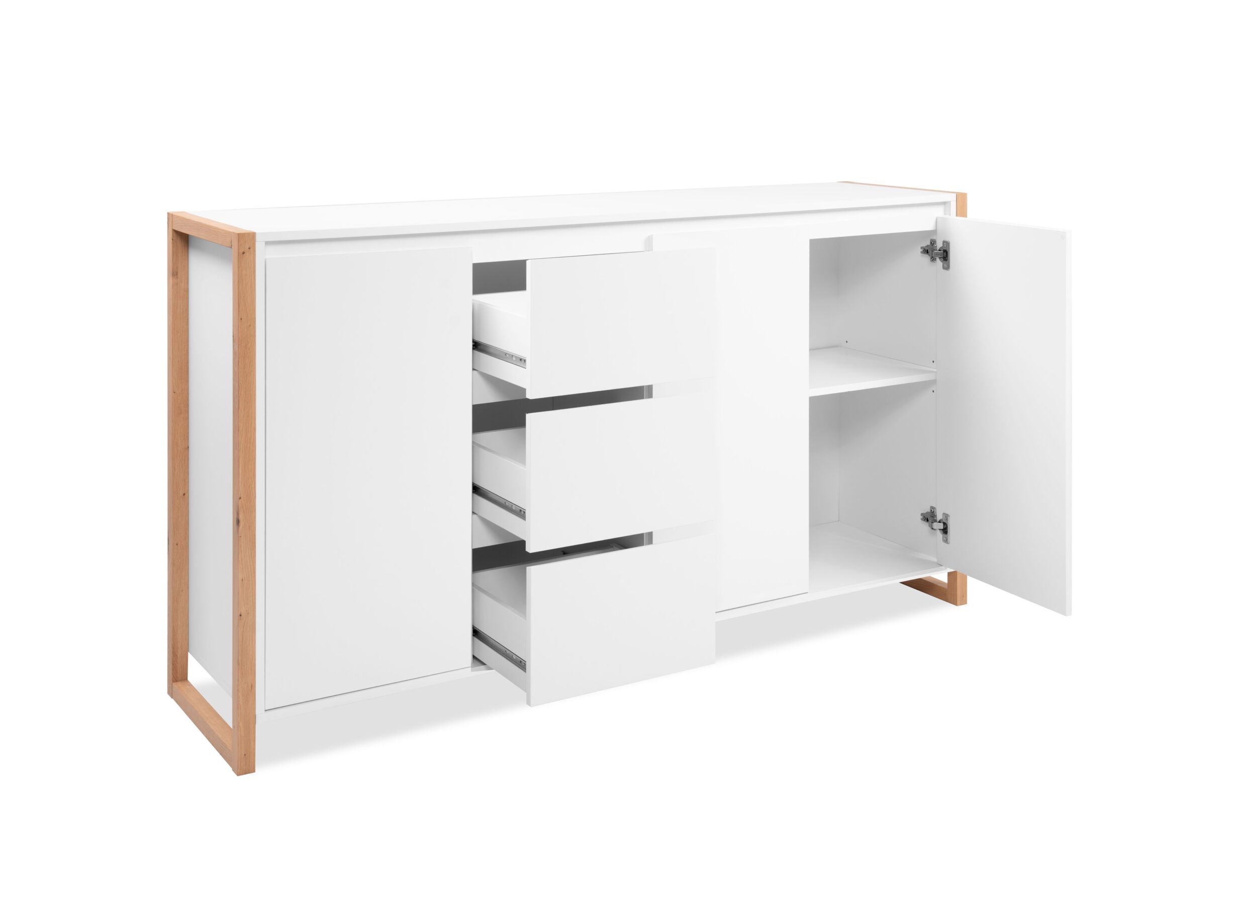 Indeling - Commode Denver 160x40x88cm - decor - wit & artisanale eik