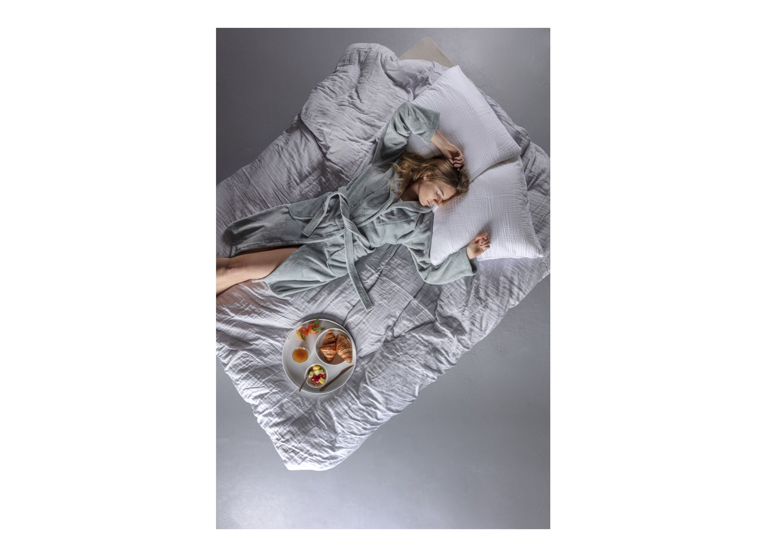 Sfeerfoto - Badjas XS flanel sea green