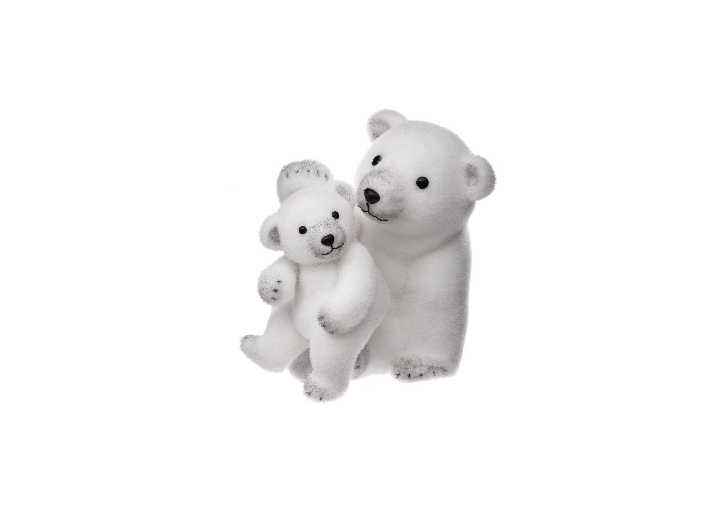 Figuur Zittende ijsbeer met baby H31cm - Figurine Ours polaire assis avec bébé H31cm