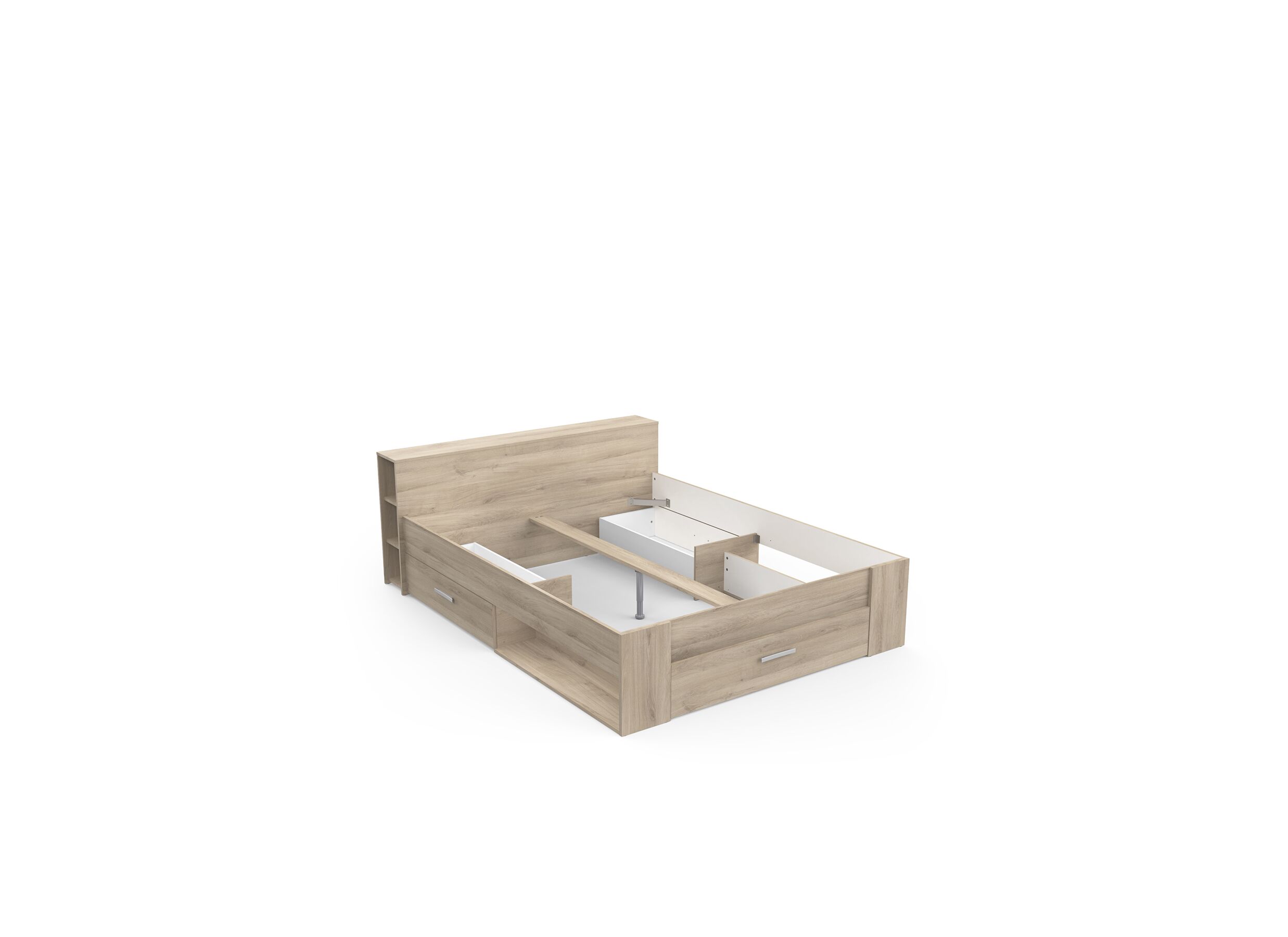 Bed 160x200cm - decor - kronberg eik met opbergruimte