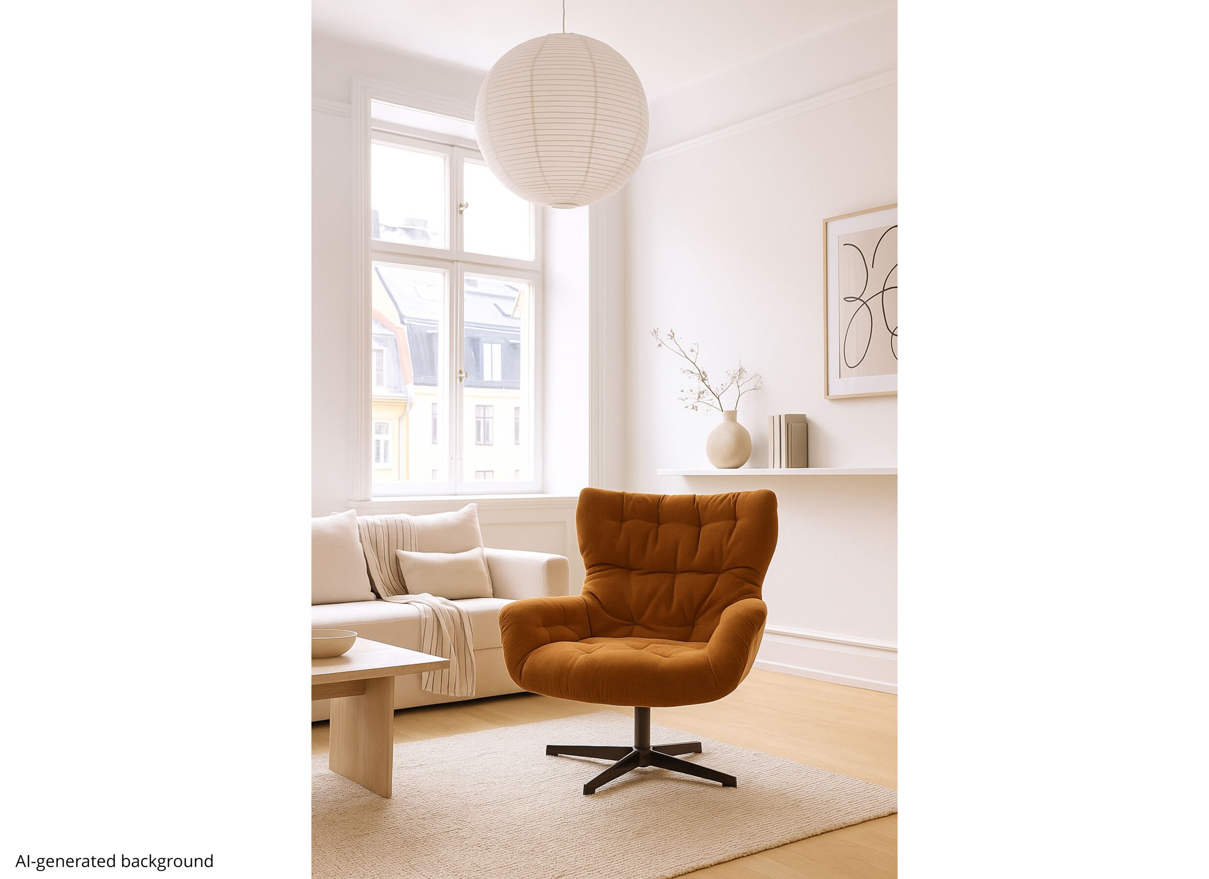 Foto ambiance - Fauteuil pivotant Hopi 80x83x88cm - tissu - orange