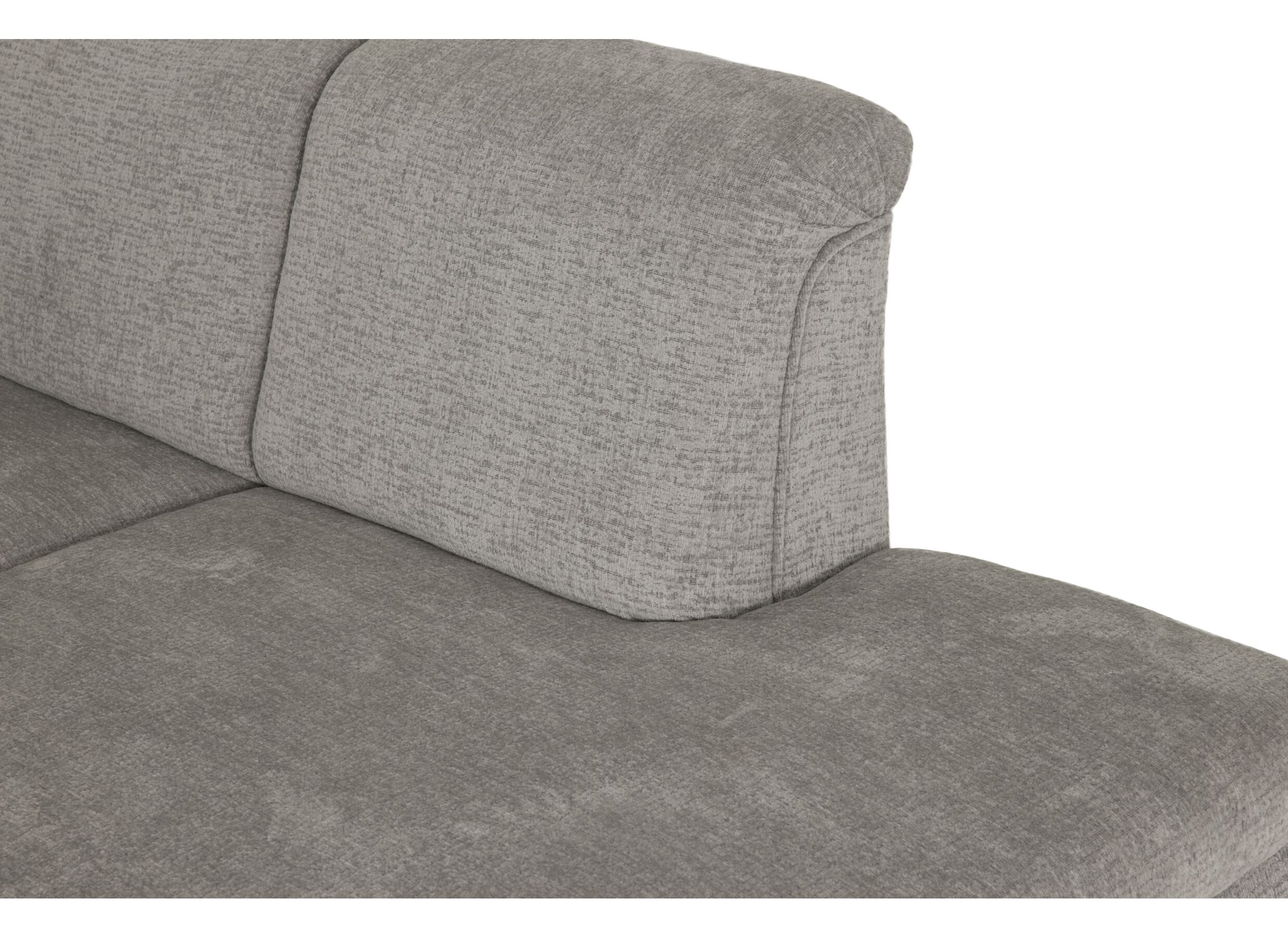 Detail - Canapé d'angle Caro 272x197cm - tissu - gris avec fonction lit et rangement