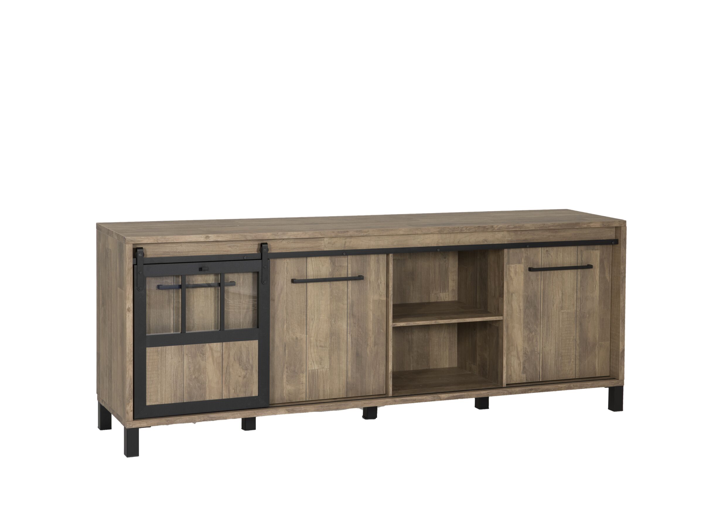 Disposition - Buffet 238cm - film décoratif - old teak & matt black
