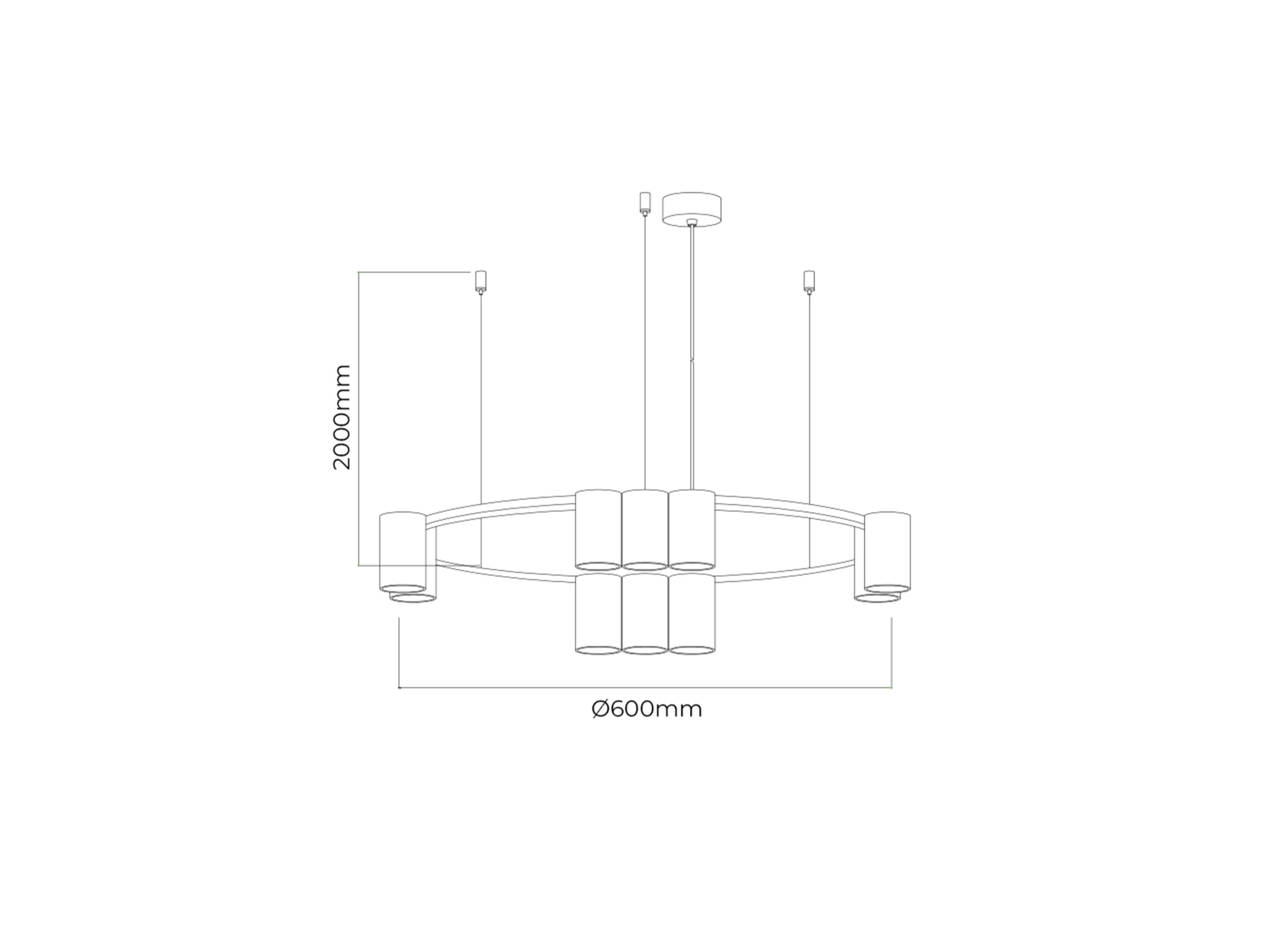 Dimensions - Suspension Ø60cm 10xGU10 - aluminium - bronze