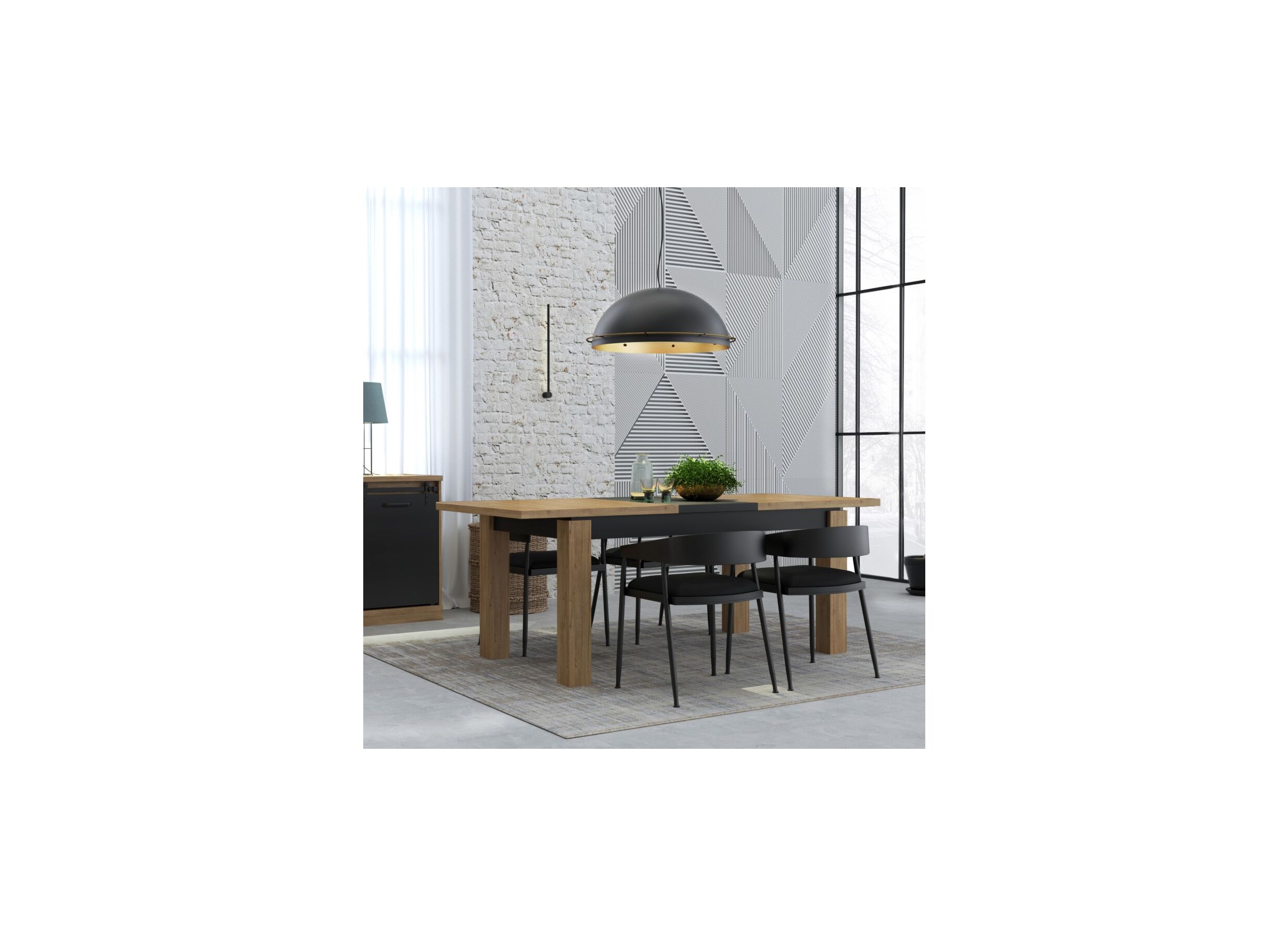 Tafel Kaszimiro 160/200x90cm - meubelplaat - waterford eik/zwart