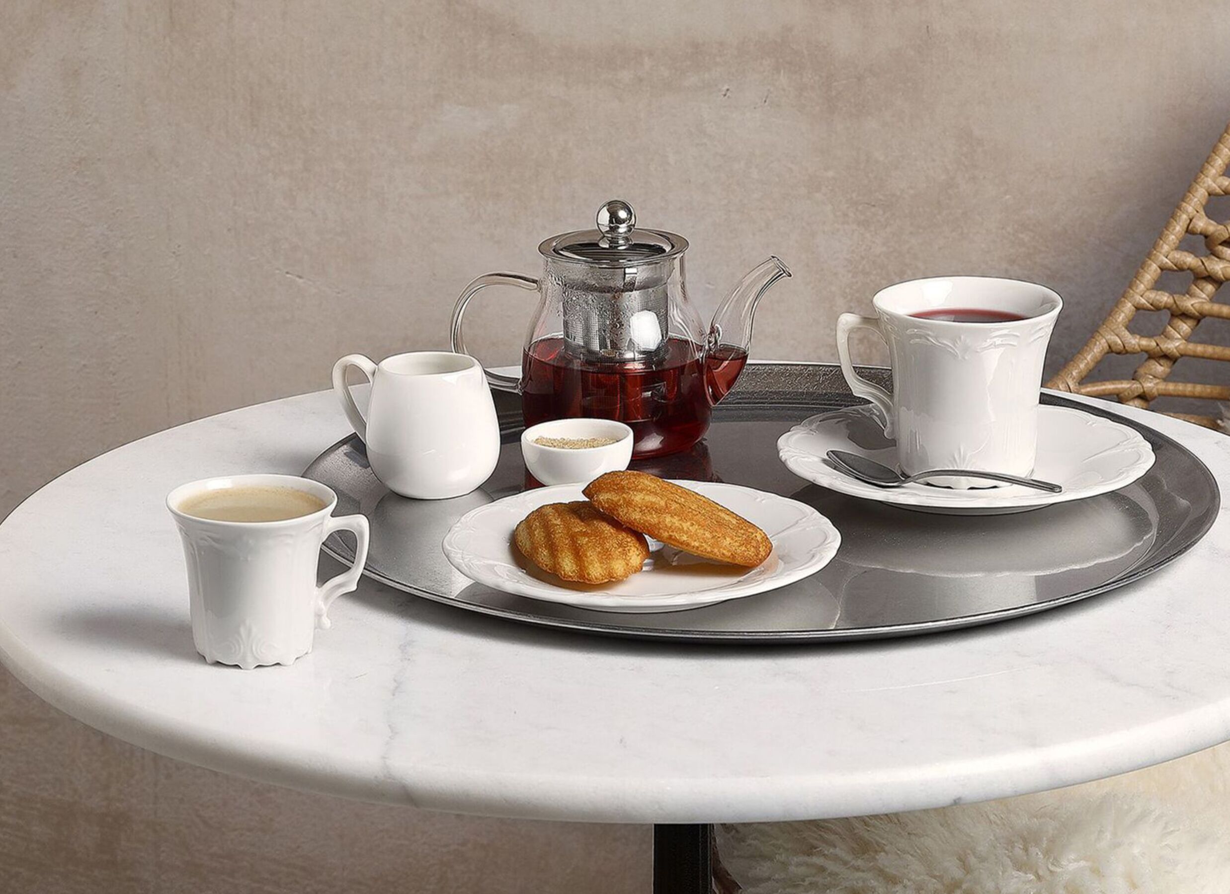Foto ambiance - Assiette Retro Ø27cm - porcelaine - ivoire