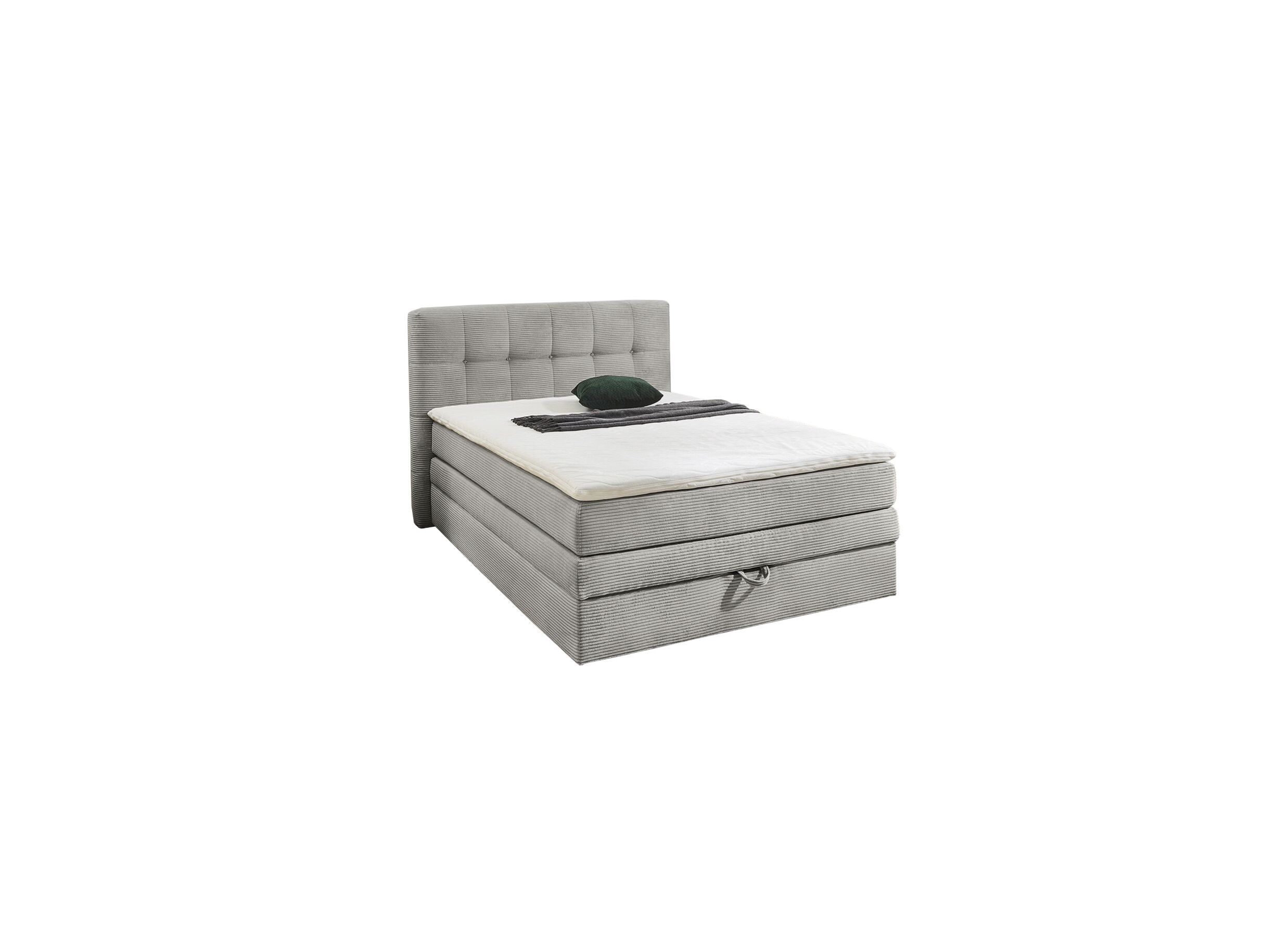 Boxspring Amy 140x200cm met opbergruimte stof lichtgrijs
