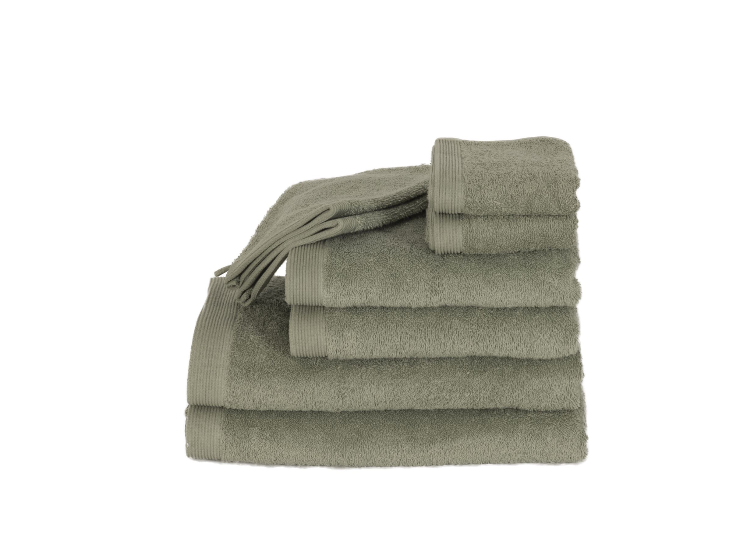Photo ensemble - Serviette de bain Flora 50x100cm - coton - vert olive