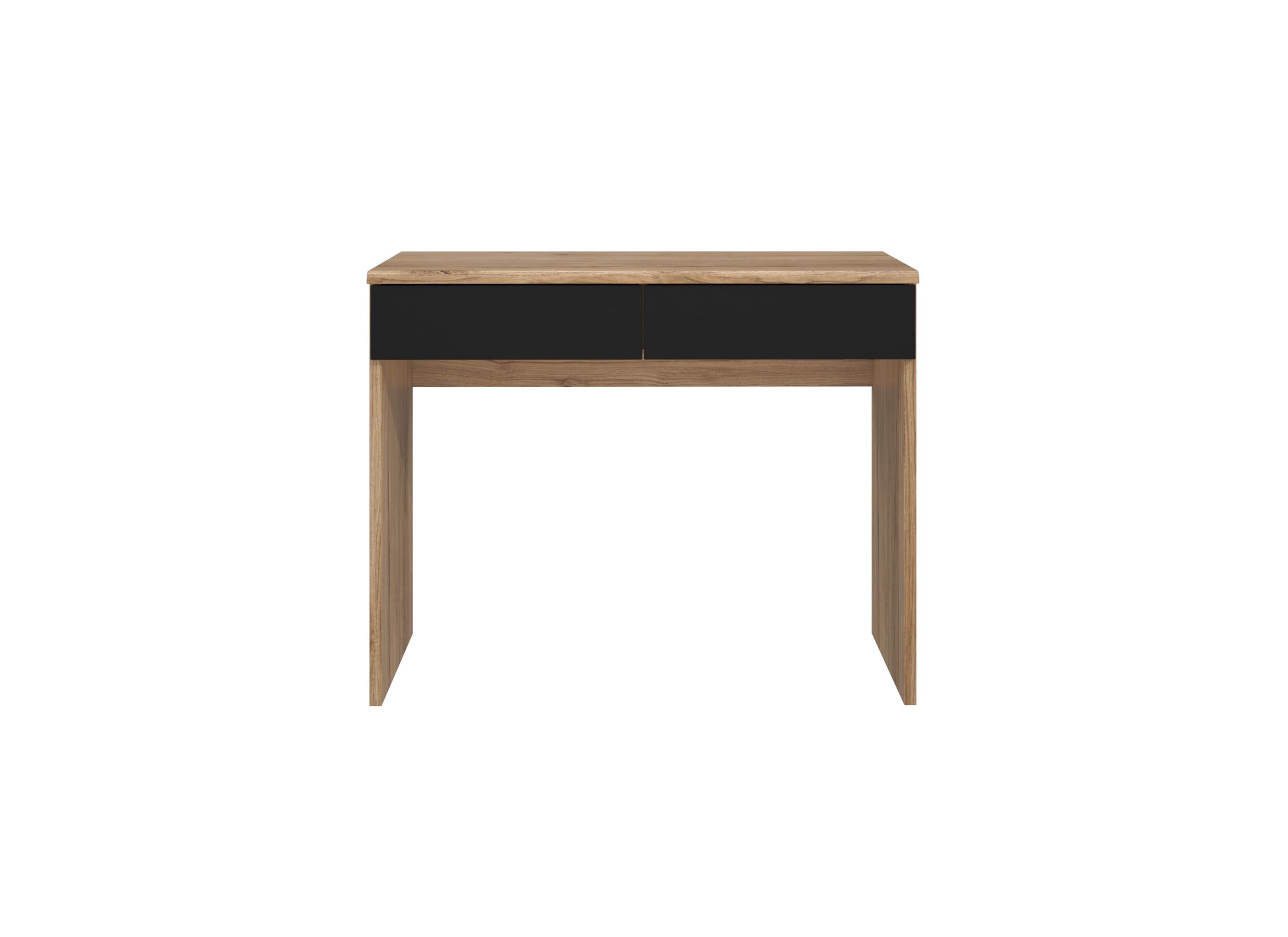 Overzichtsfoto - Make-up tafel Dalate 100x41x80cm - meubelplaat - kastanje eik/mat zwart