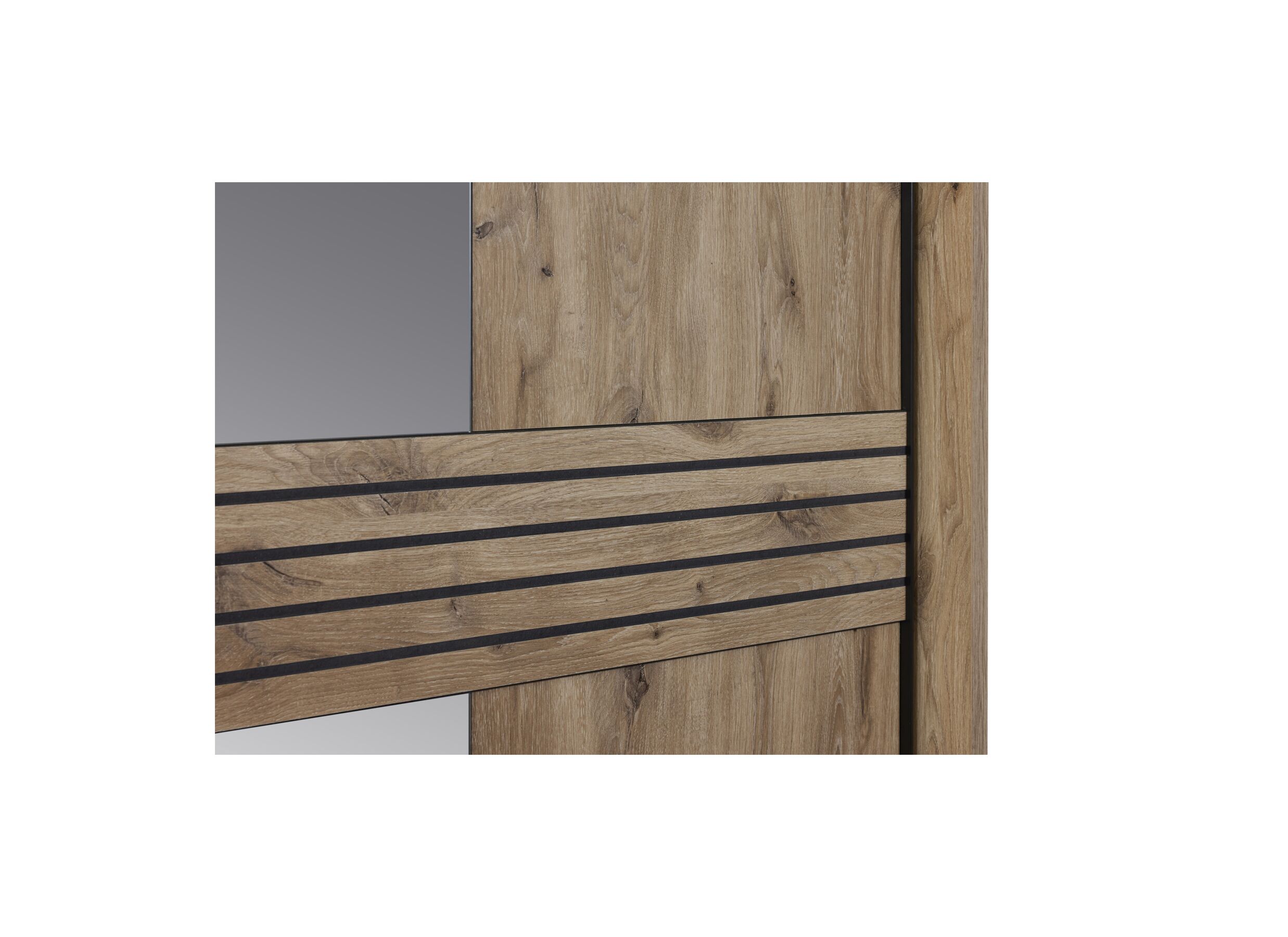 Detail - Armoire à portes coulissantes Tanya 251cm - décor - canyon oak/noir