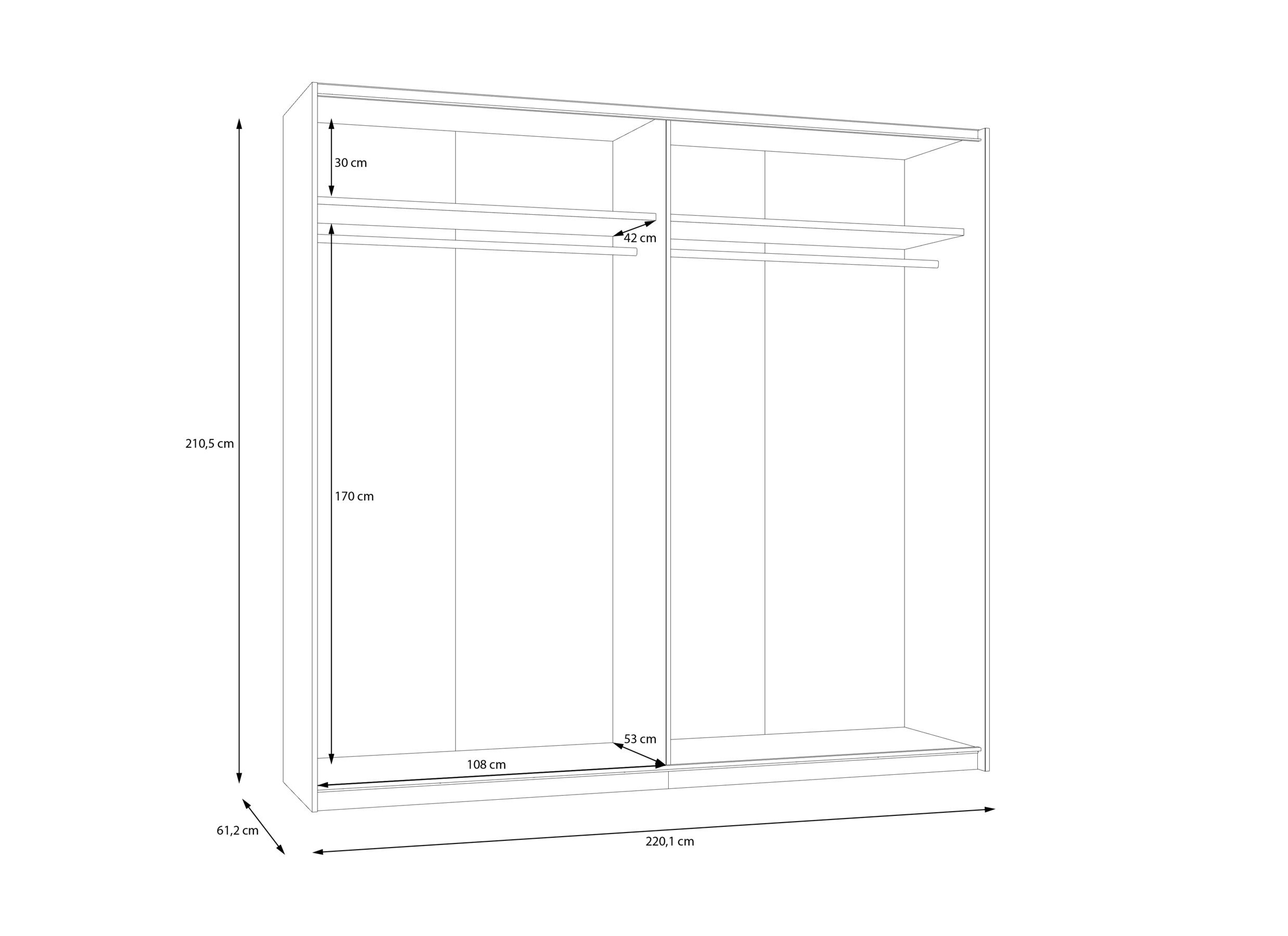 Dimensions - Armoire à portes coulissantes Ingalill 220cm - décor - sable