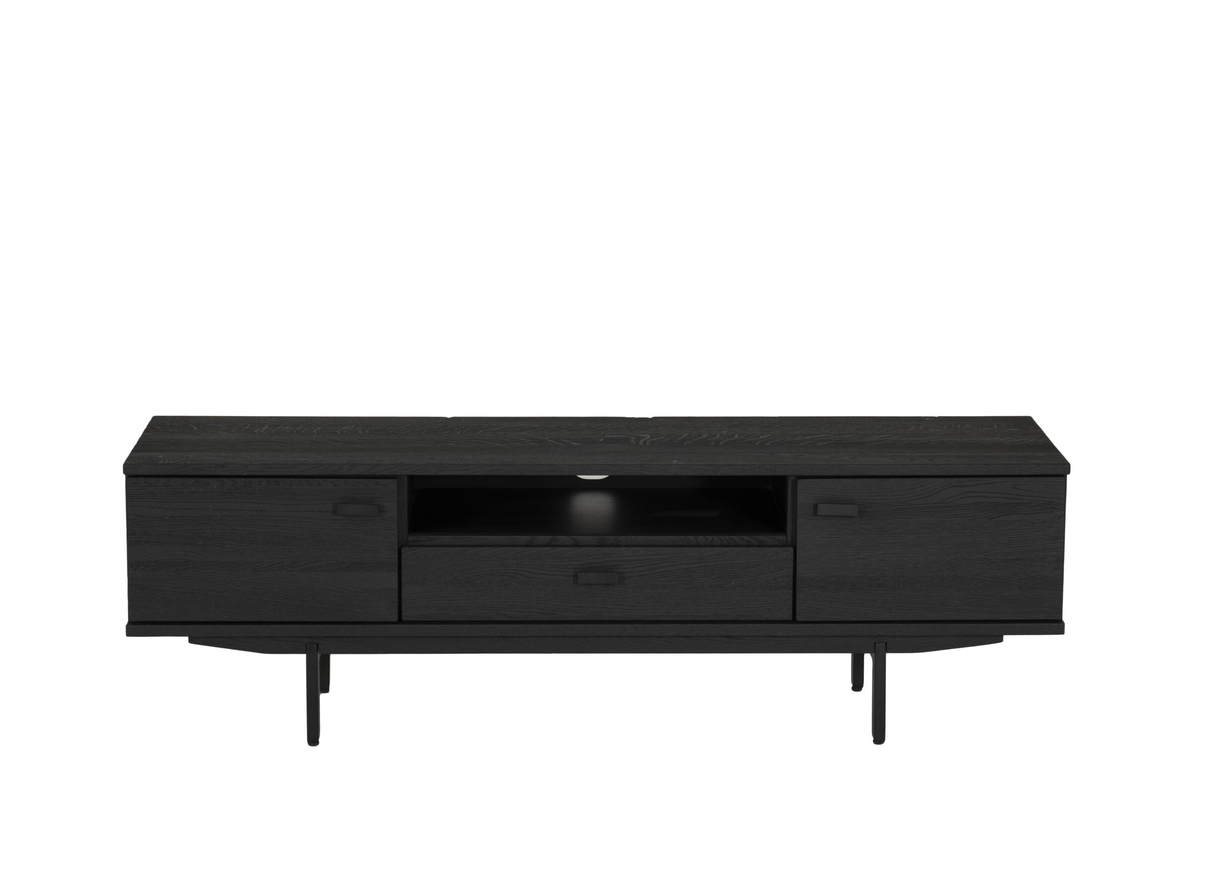 Meuble TV Mauri 160cm - chêne massif & décor - noir
