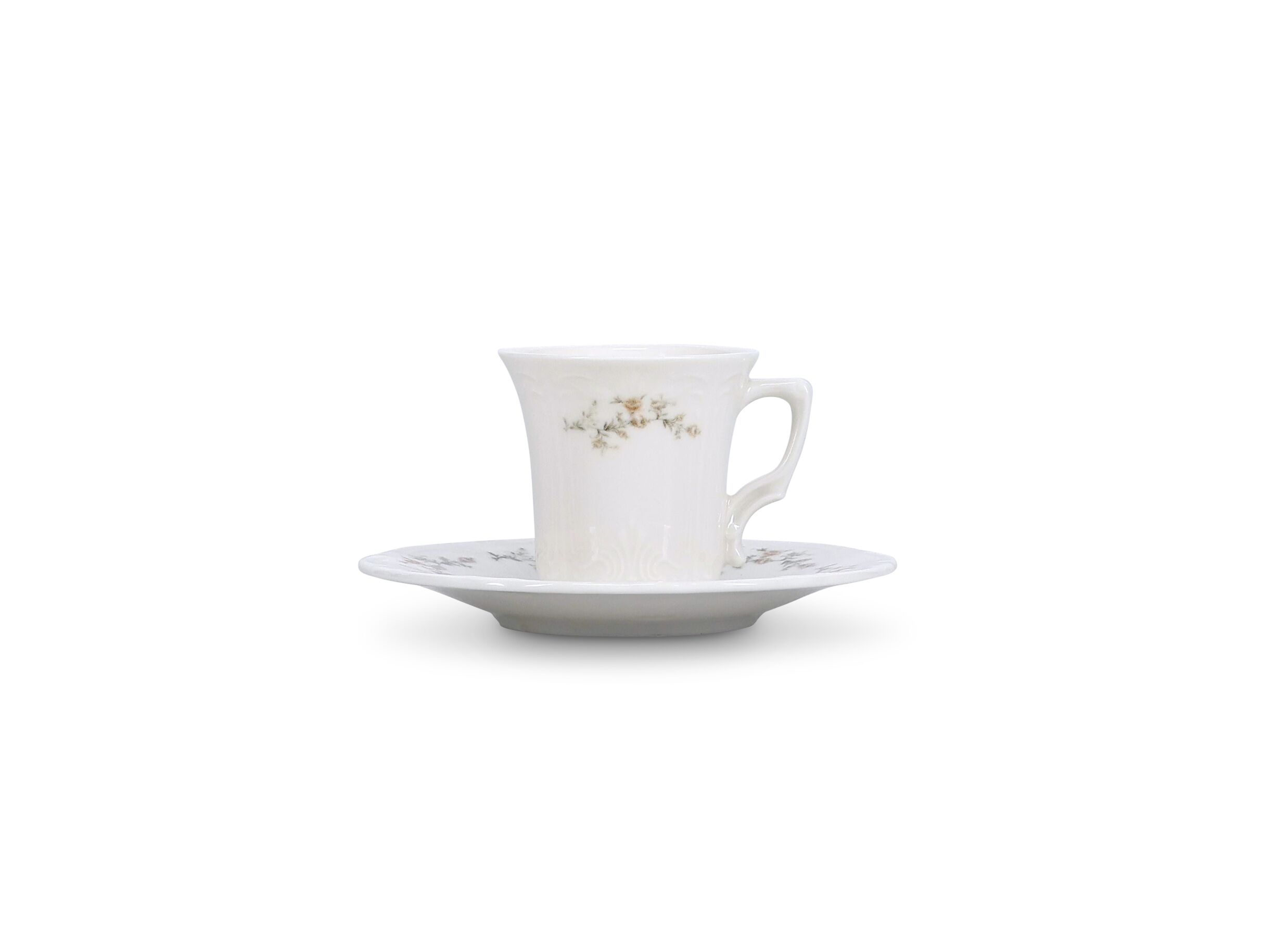 Aperçu - Tasse à espresso Retro Brown Flower 11cl - porcelaine - blanc