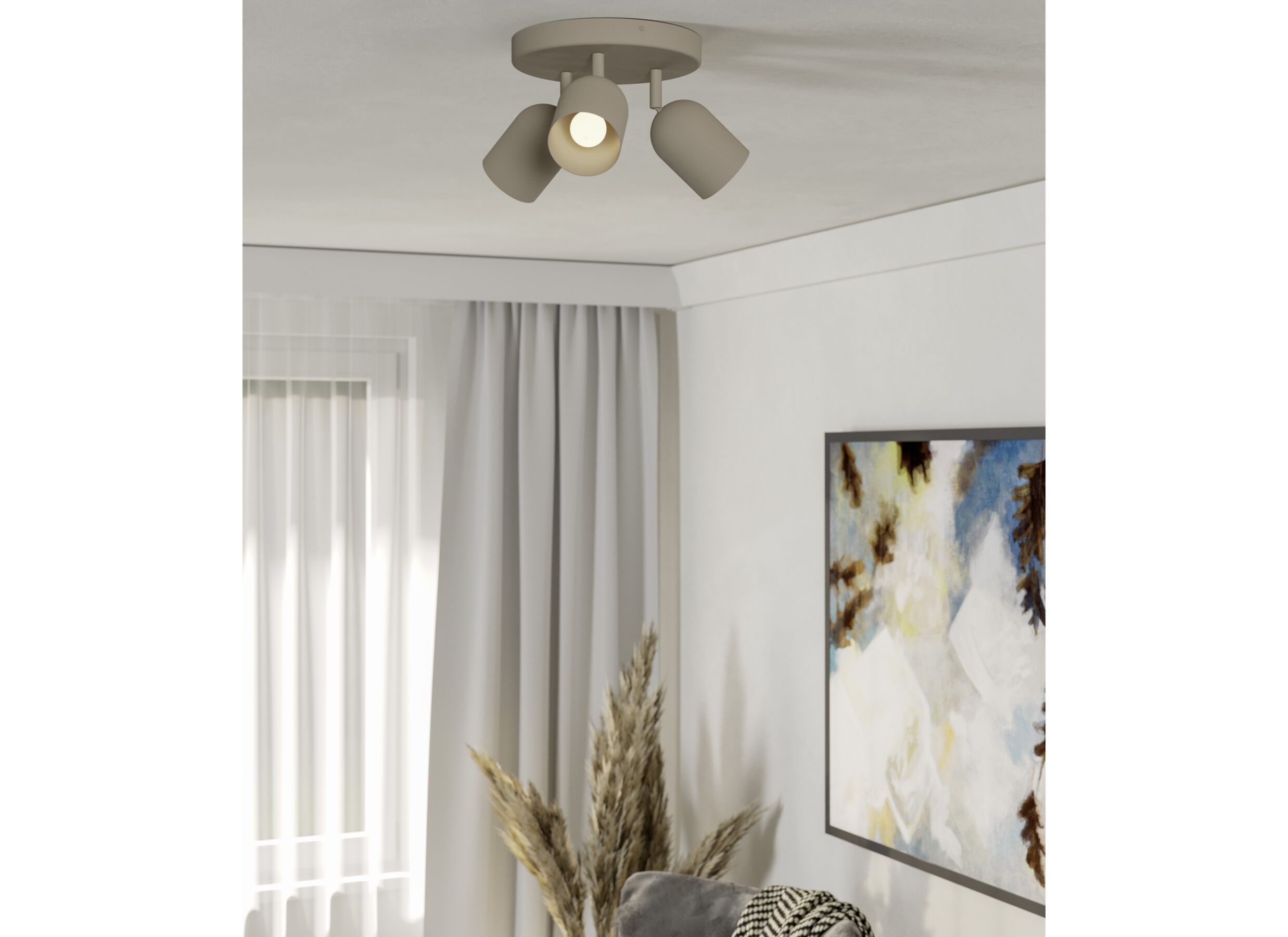 Sfeerfoto - Opbouwspot Tilston met 3 spots 40W E14 zand