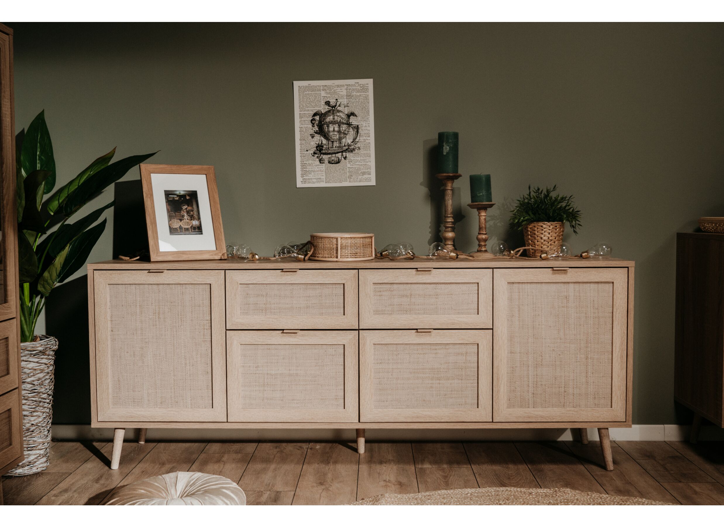 Buffet Bali 180cm - melamine - chêne sonoma
