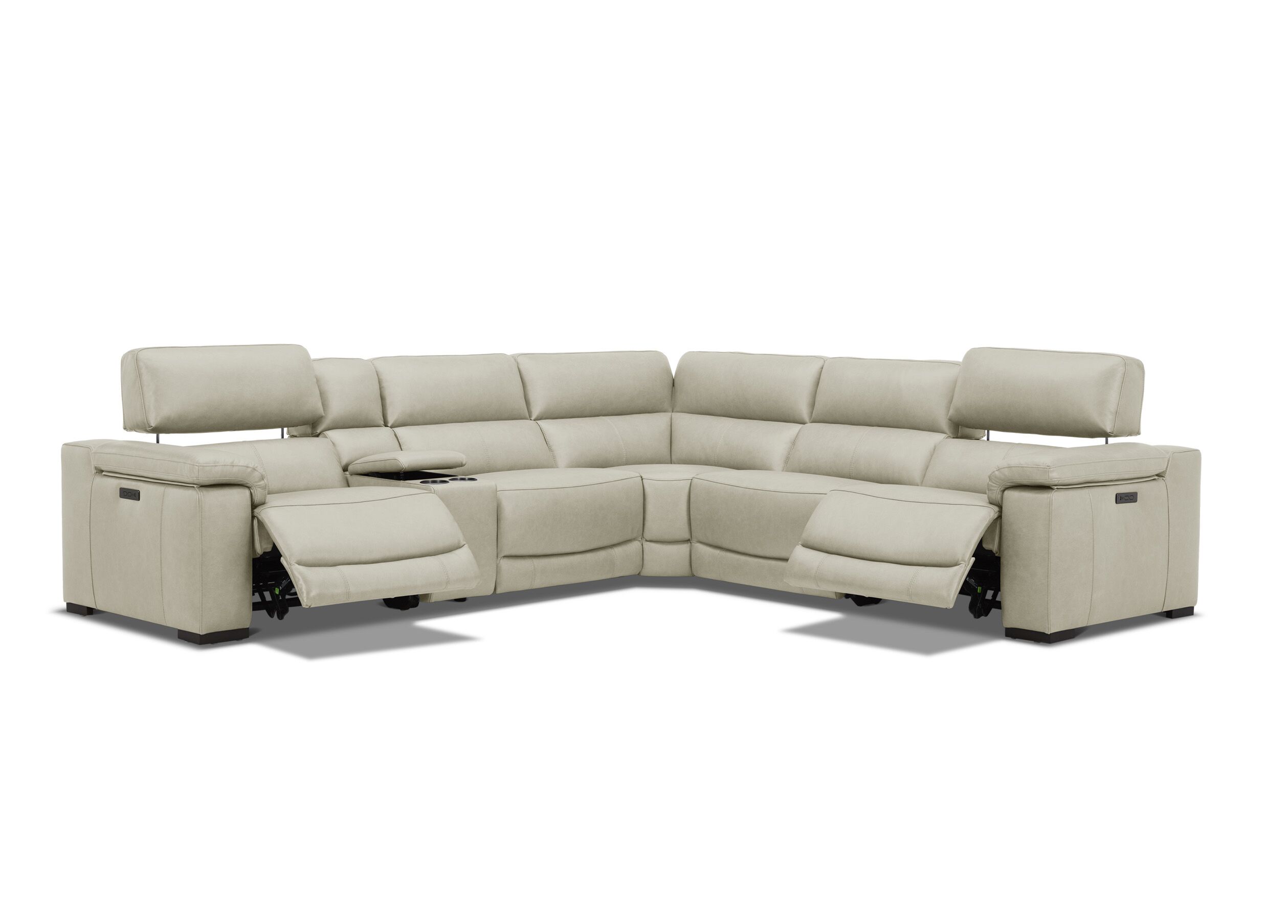 Hoofdfoto - Hoeksalon Era 320x287cm - leder - beige met relax, zero-wall functie en opbergruimte