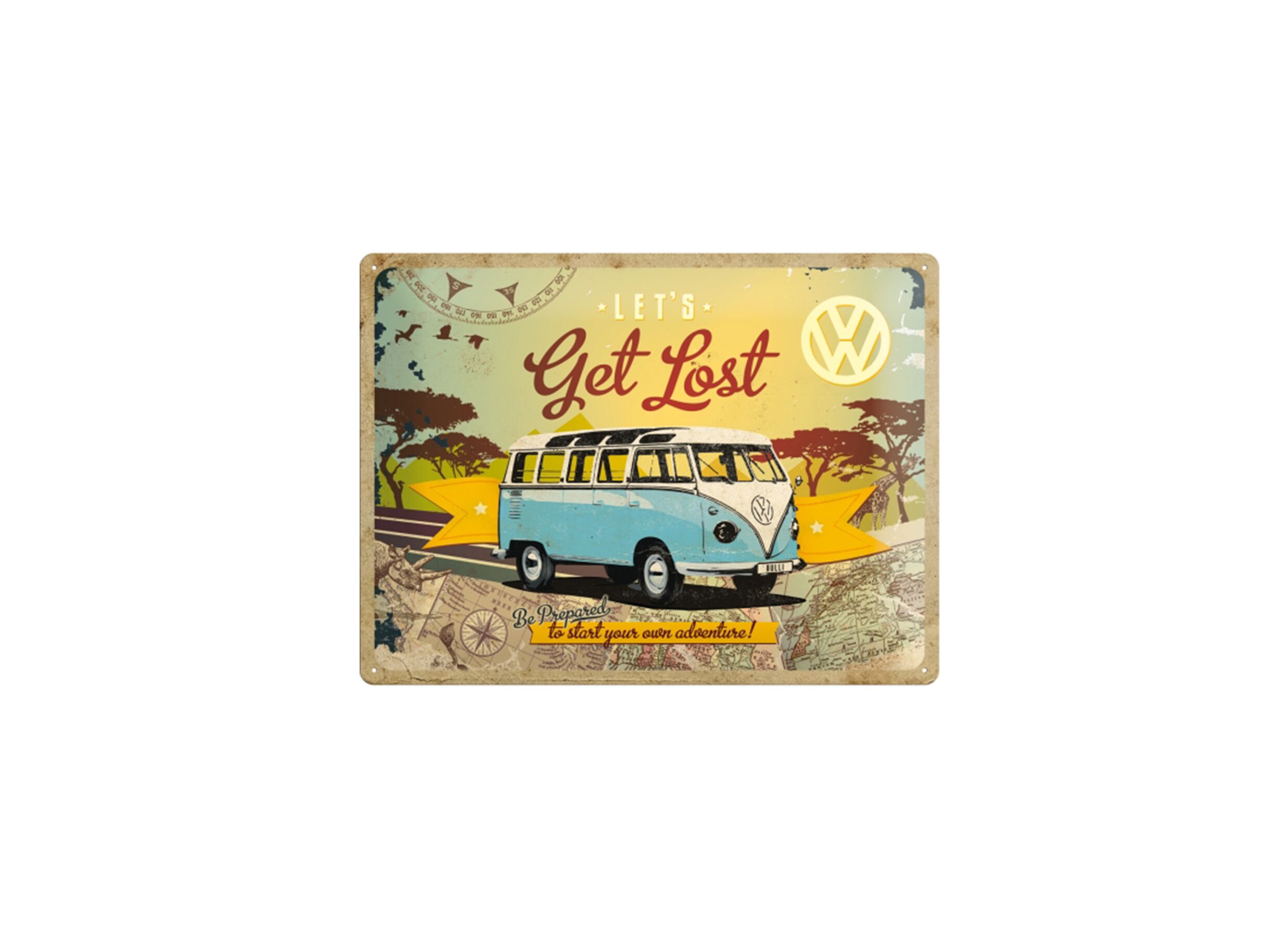 Plakkaat Volkswagen Van 40x30cm - metaal - multicolor
