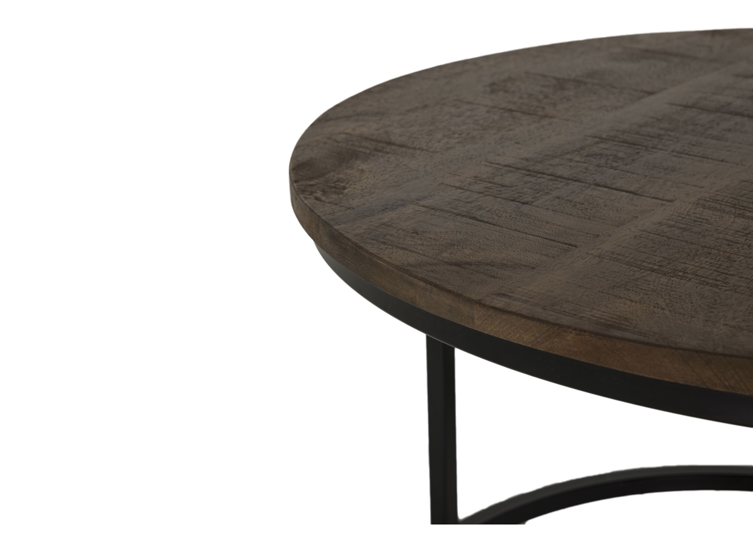 Detailfoto - Bijzettafel Celeste Ø70cm - mango massief - new brown set van 3