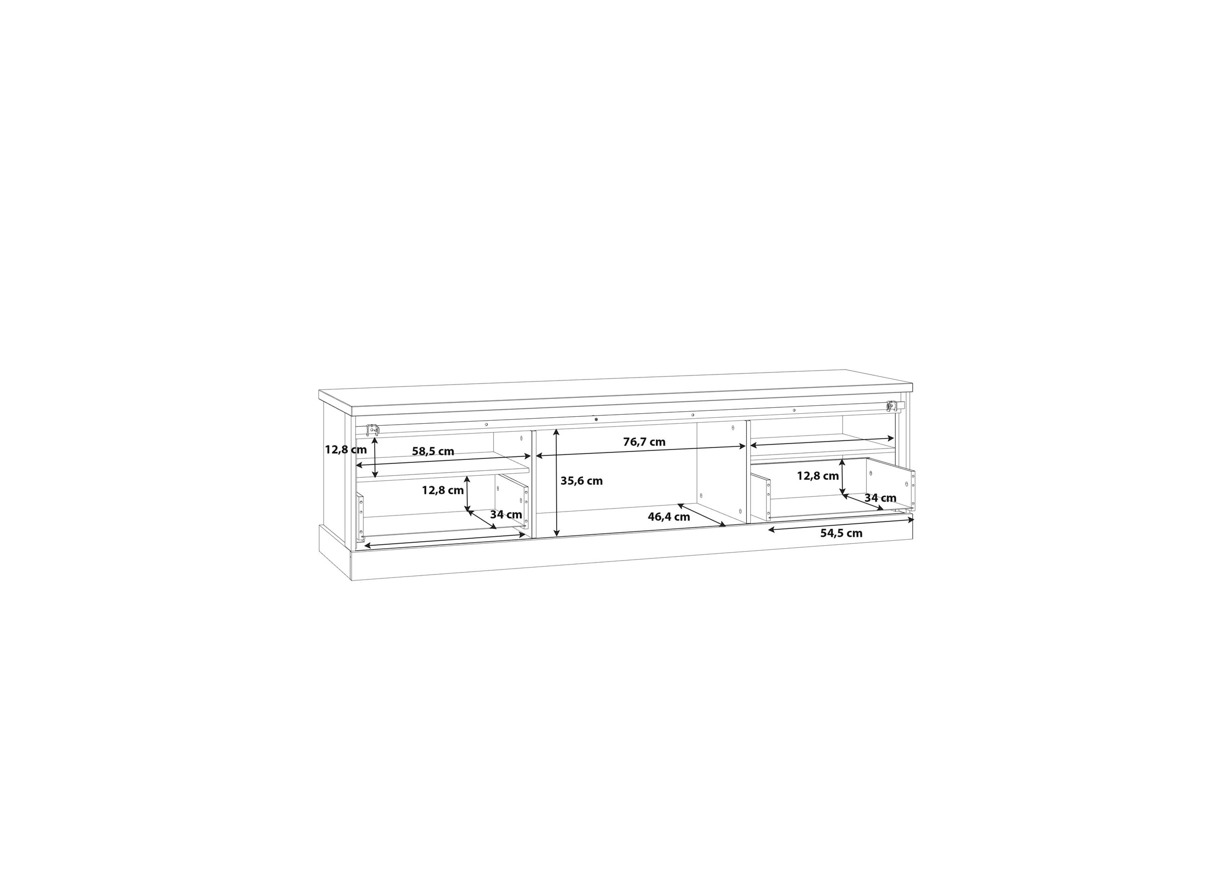 Tv-meubel Kaszimiro 203cm - meubelplaat - waterford eik/zwart
