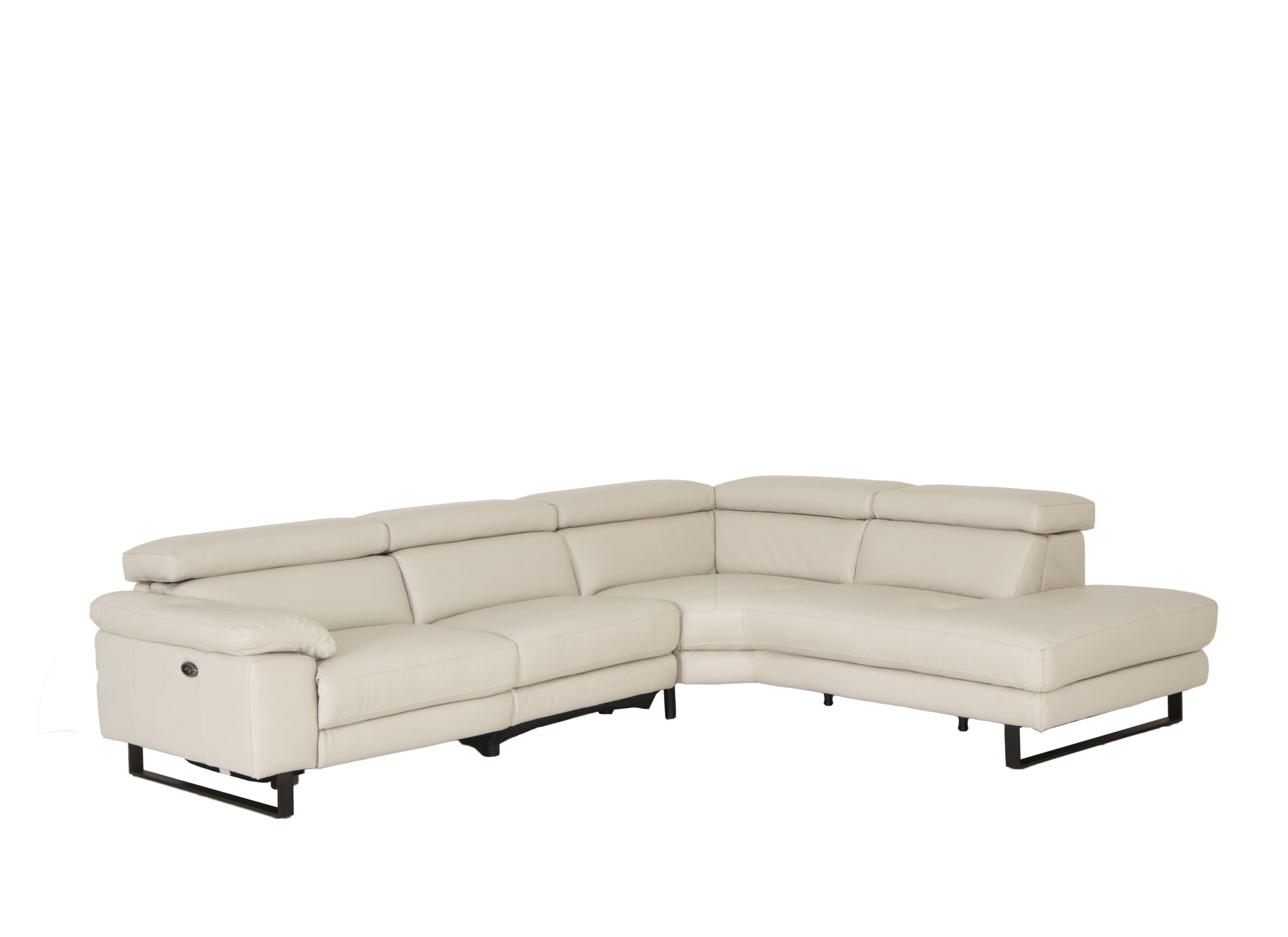 Hoeksalon Uran 292x237cm - leder - beige met relax