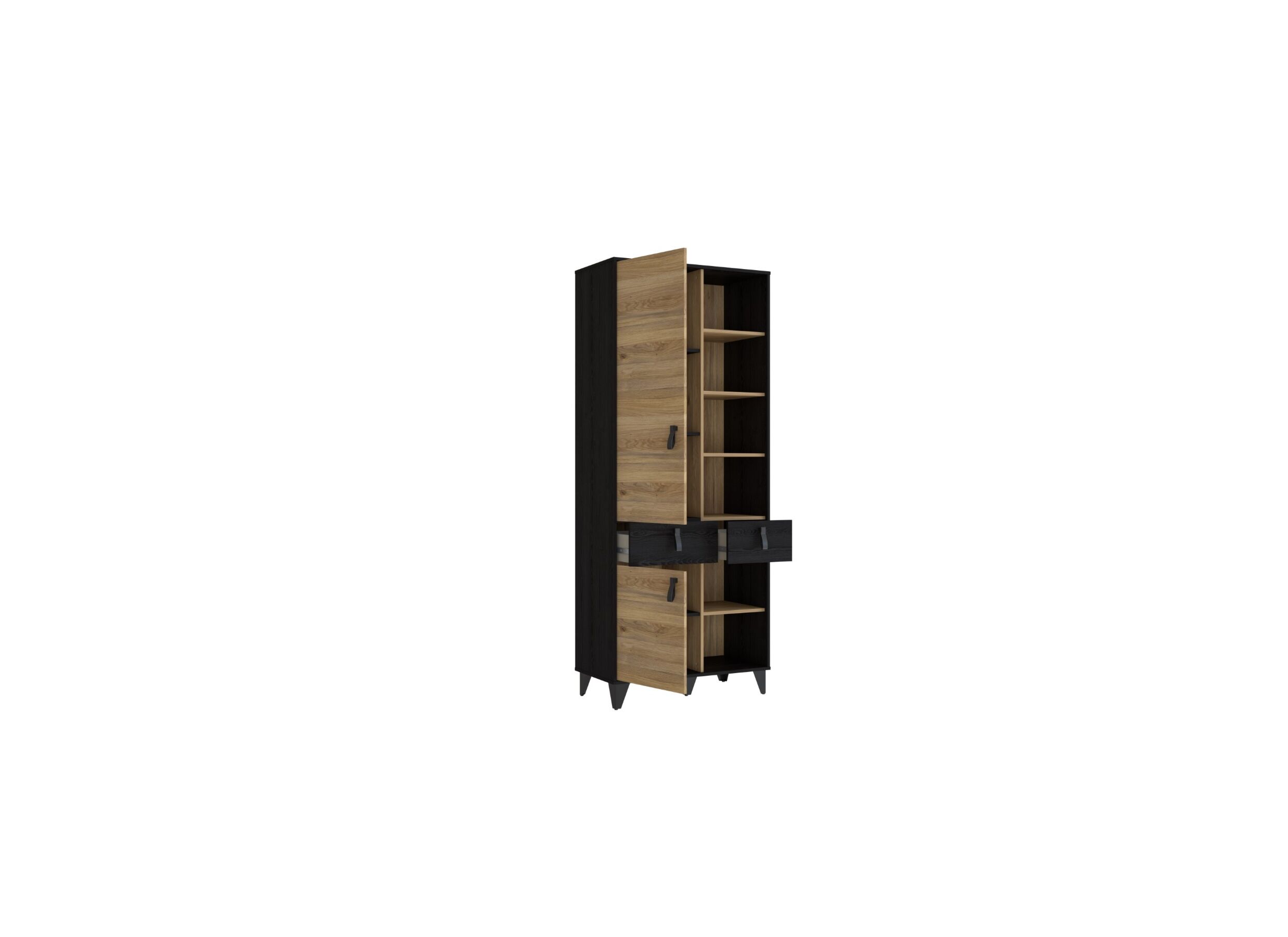 Bibliothèque Lya 83x42x201cm - panneau décor - cabezone oak/mauvella