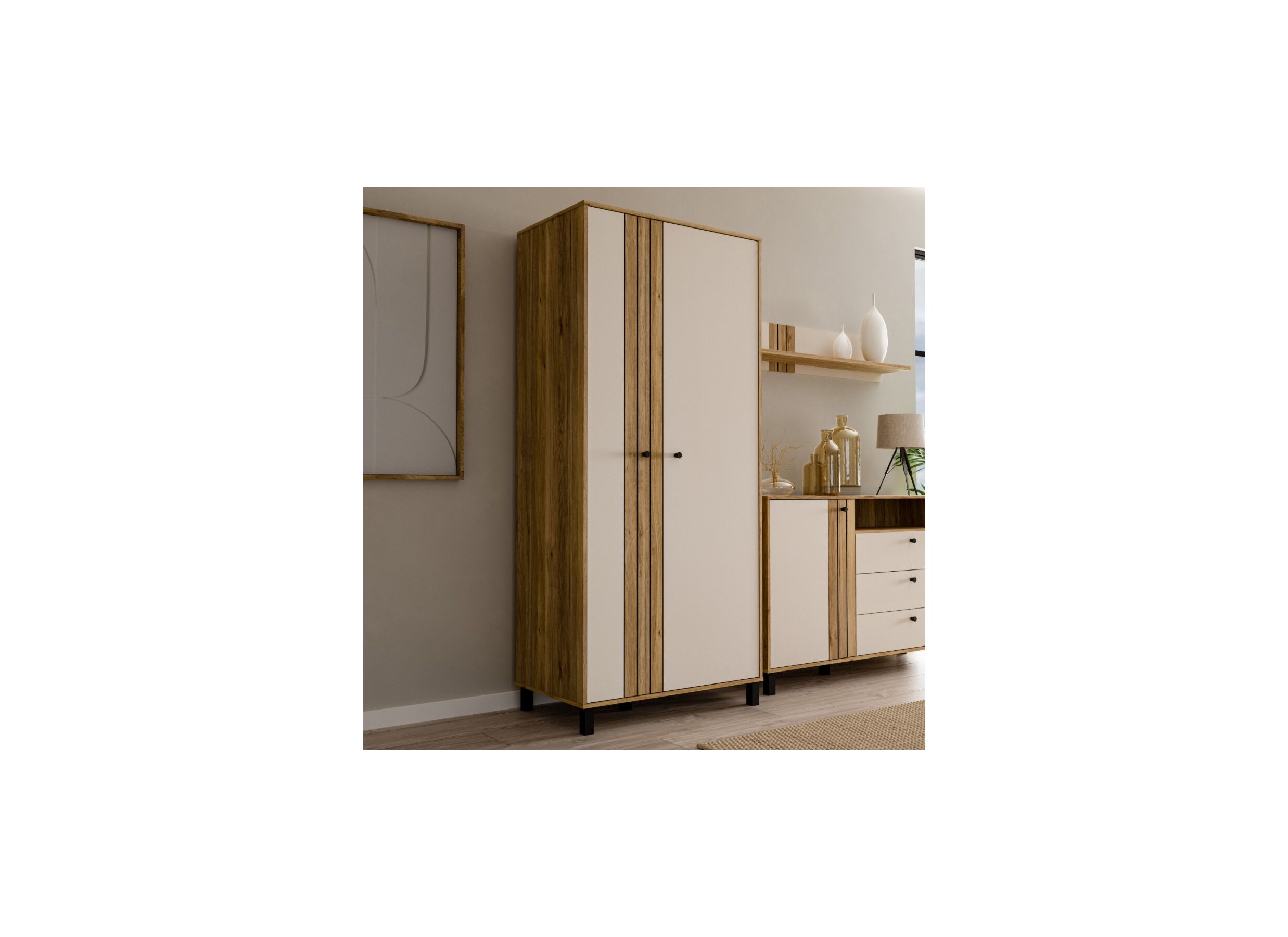 Meuble d'entrée Killarney 88cm - décor - chêne mauvella/sable