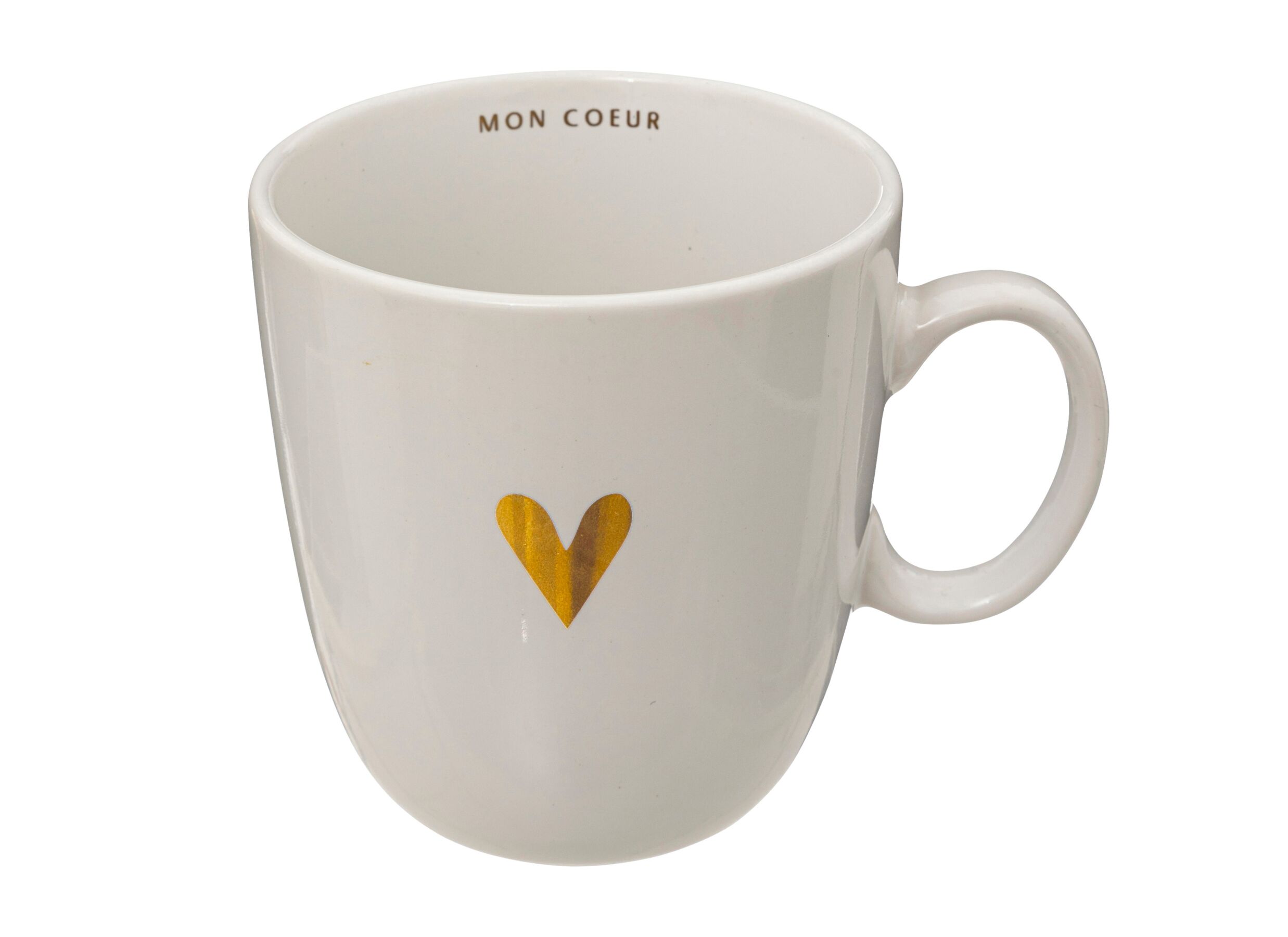 Mok Floral Hart 30cl - stoneware - wit & goud - Mug Floral Coeur 30cl - stoneware - blanc & doré